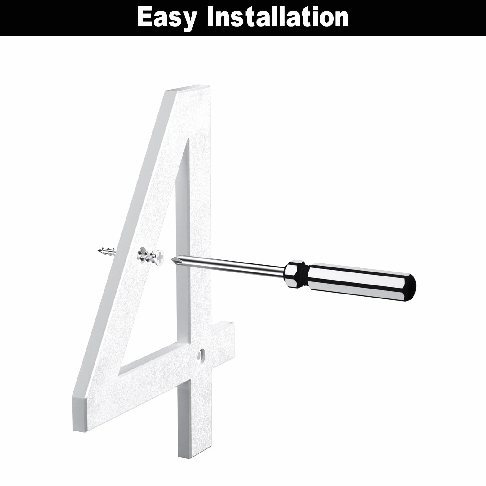 Número de casa exterior 20 cm blanco, Número grande para pared o valla con diseño moderno y efecto flotante 3D, plástico ABS resistente al clima (5)