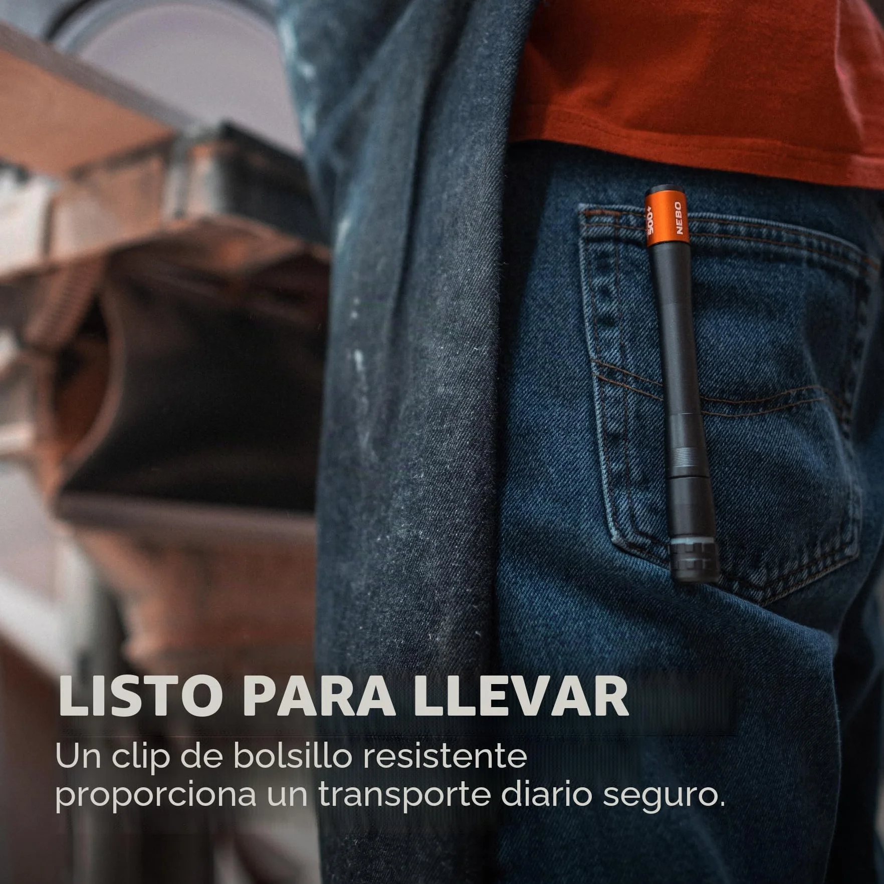 NEBO Inspector 500+ Bolígrafo con Luz - Recargable de 500 Lúmenes en Tamaño de Bolsillo con Clip de Acero - Cable de Carga USB, Impermeable IPX7 y Base Magnética