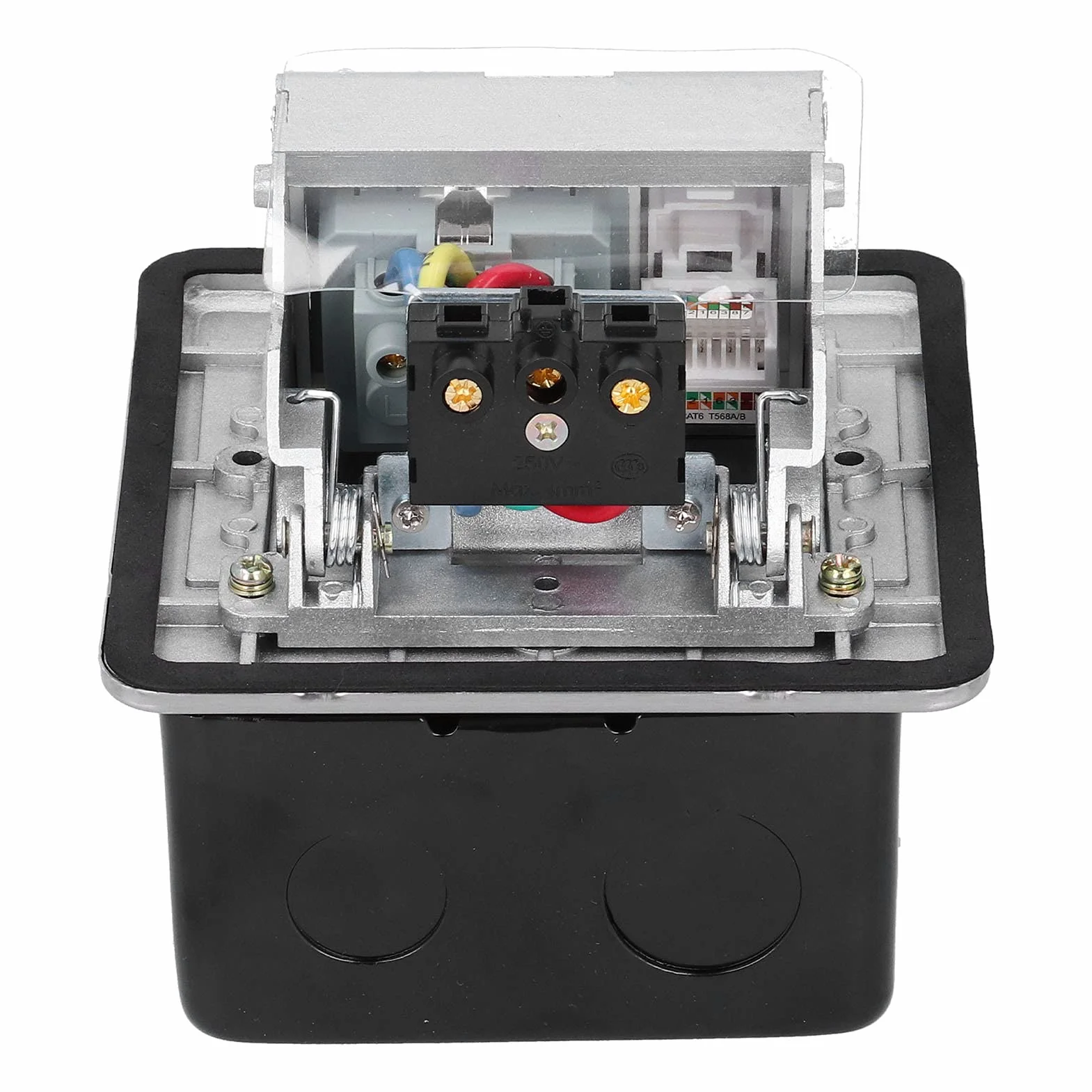 Enchufe de la UE Caja de Toma de Tierra Incorporada de Acero Inoxidable a Prueba de Agua Enchufe de Piso de 2 Vías AC 250V
