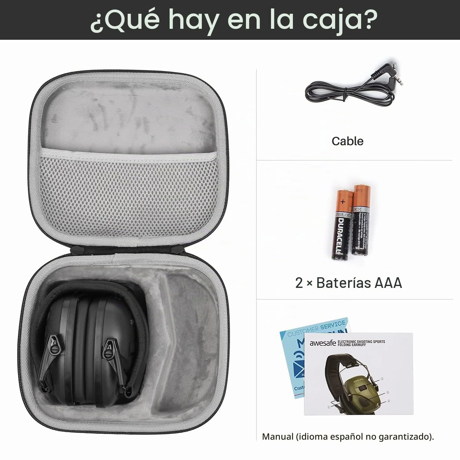 Awesafe Protectores Auditivos Electrónicos Cascos Antiruido con Caja de Almacenamiento Profesional para Tiro Caza Jardinería