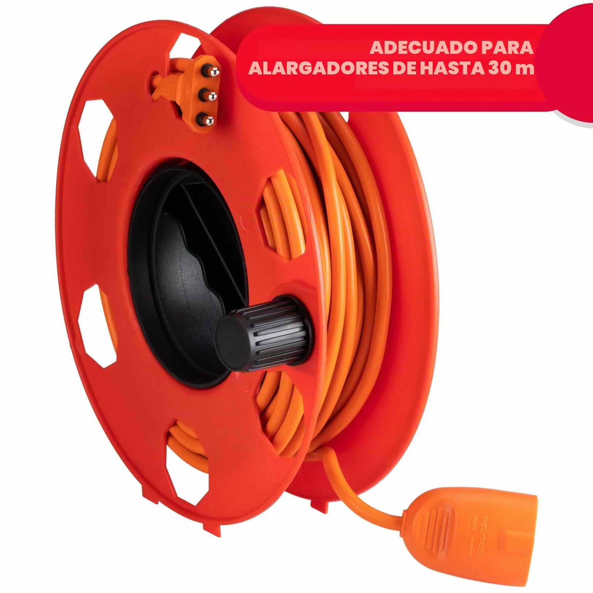 POLY POOL PP2603 Rodillo Carrete de Cable Profesional ROLLY, para Prolongadores Eléctricos, Cuerdas, Tubo Flexible, Adecuado para Cortacésped.