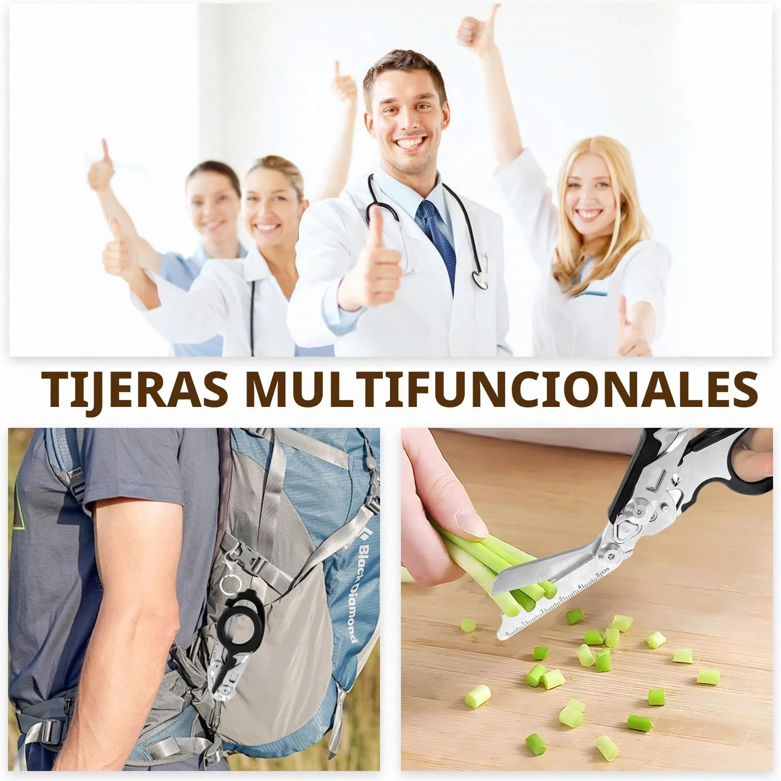 Raptor Response Tijeras de emergencia, tijeras de rescate multiherramienta con 6 funciones, tijeras plegables de acero inoxidable para uso profesional o tareas diarias