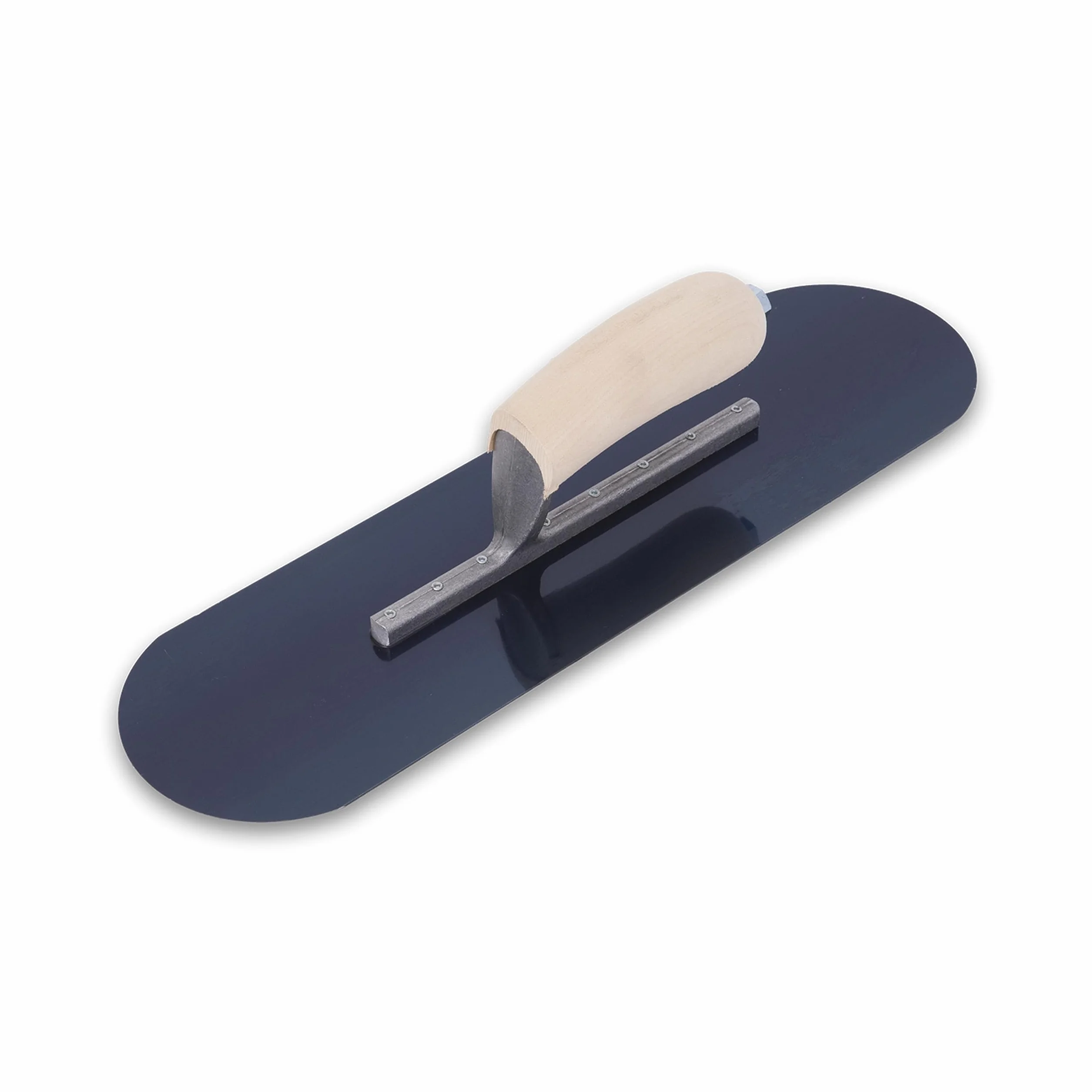 Llana para piscinas de Marshalltown con mango de madera, acero azul, llana para suelo y hormigón, dimensiones de la llana: 356x102 mm