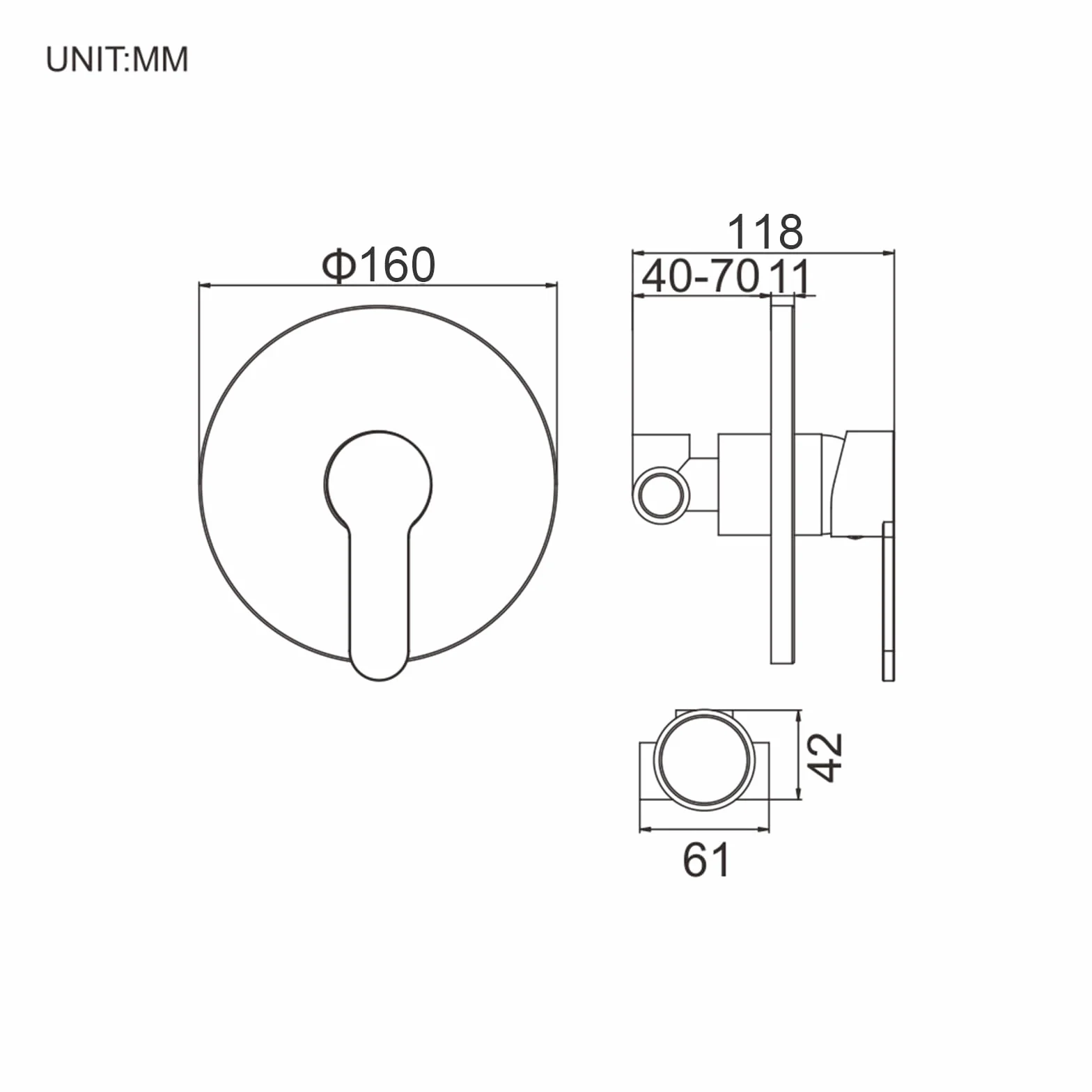 Ibergrif M21701A Grifo Ducha con Instalación Válvulas, Cuerpo Empotrado Universal, Cromo, Plata