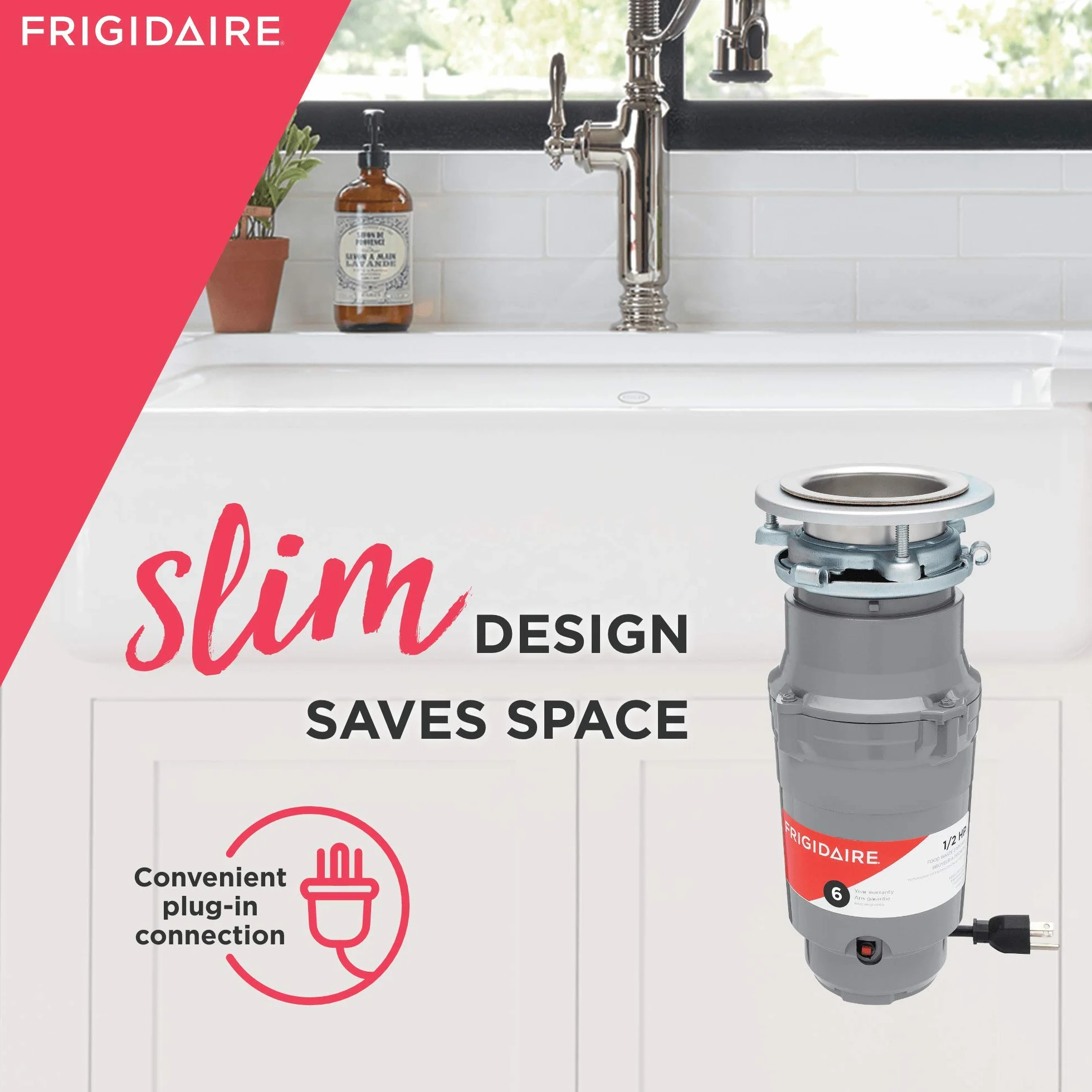 FRIGIDAIRE FF05DISPC1 HP - Triturador de basura con cable para fregaderos de cocina, 1/2 caballos de fuerza