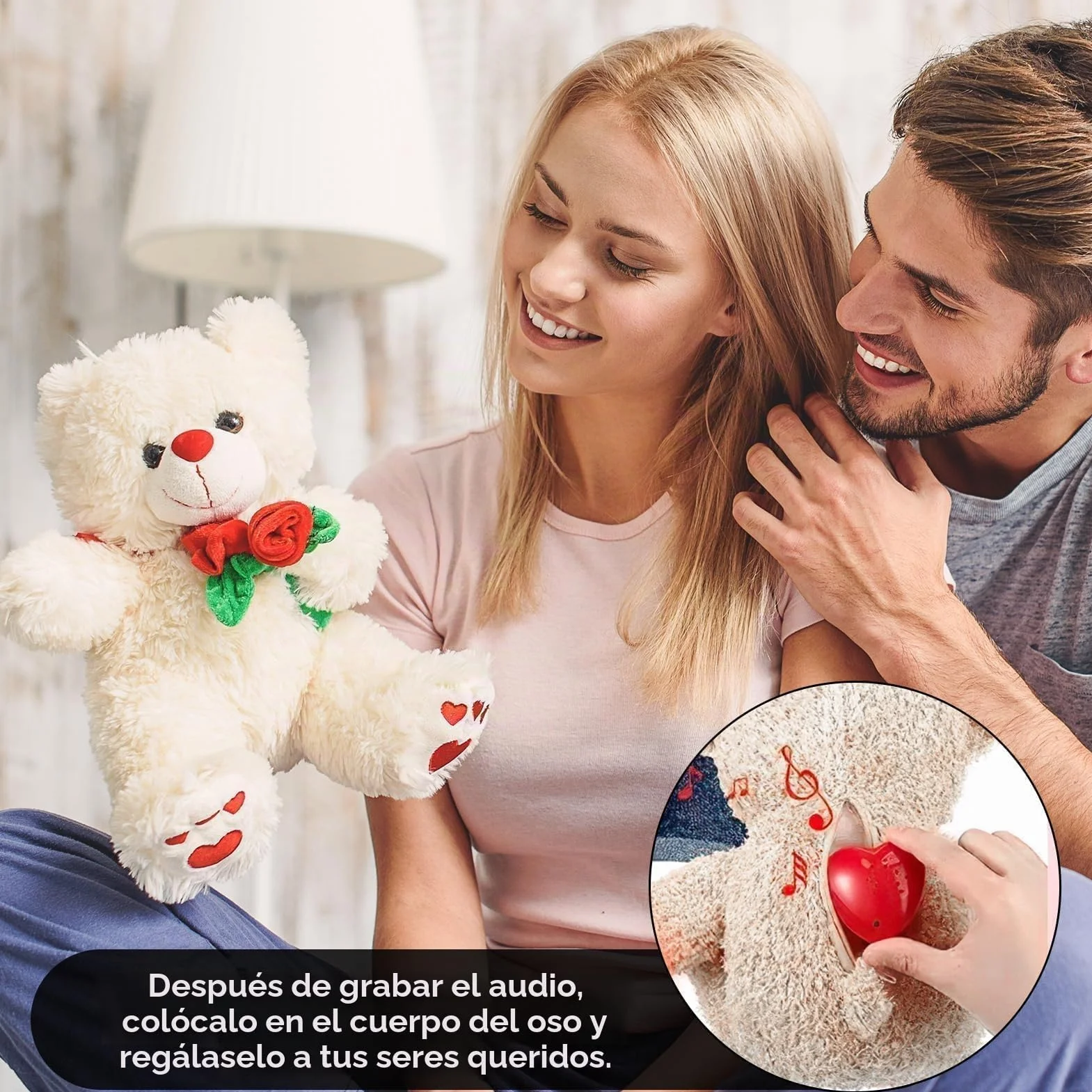 Grabadora de Voz en Forma de Corazón 30 Segundos, Caja de Voz para Peluches, Mini Grabadora Personalizada