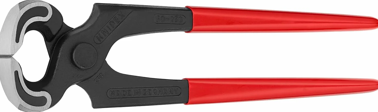 KNIPEX Tenaza para carpintero con cartulinas autoservicio recubiertos de plástico 250 mm, 50 01 250 SB | Cubierto de plástico de 250 mm