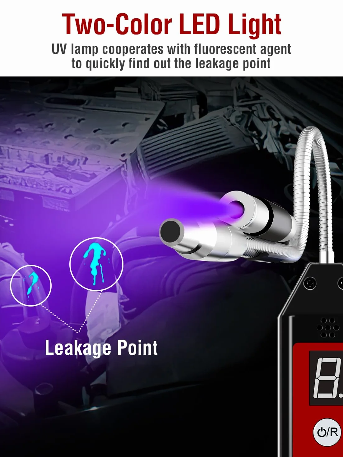 Detector de Fugas de Refrigerante con UV Luz WJL-6000Pro Freón HVAC Aire Acondicionado