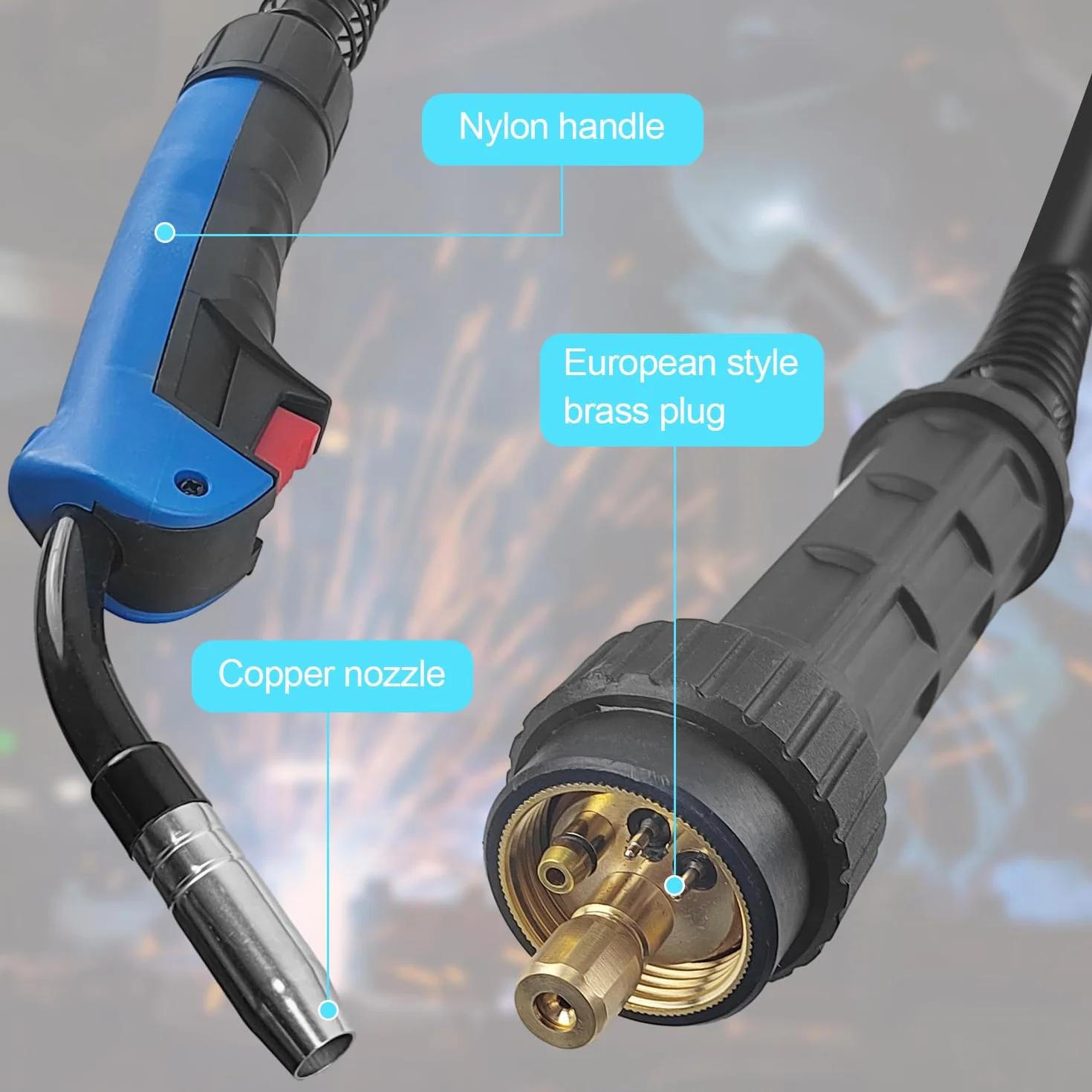 22 Piezas Pistola de Soldadura Kit, Pistola de Soldar de 4 m con Biela, Punta de Contacto y Llave para Puntas de Contacto, 15 AK Maquina de Soldar, para Soldador de CO2 (1)