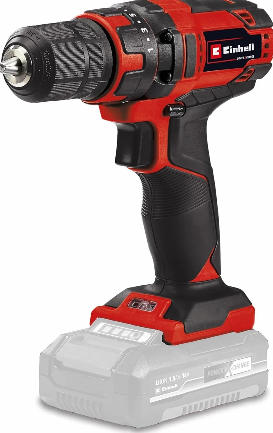 Einhell TC-CD 18/35 Taladro/destornillador inalámbrico Li - Solo Power X-Change (iones de litio, atenuador electrónico, iluminación LED, sin batería ni cargador) Rojo, Negro