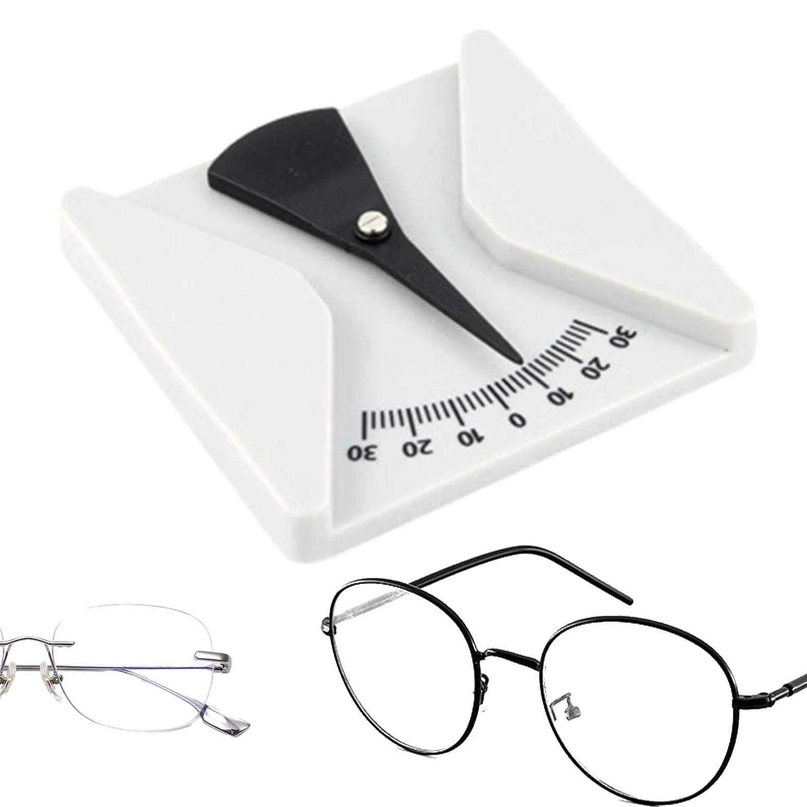 Medidor de gafas – Regla de ángulo pantoscópico, herramienta de calibración óptica, inclinómetro duradero, escala transparente de fácil lectura | Medidor de gafas para técnico de taller de reparación