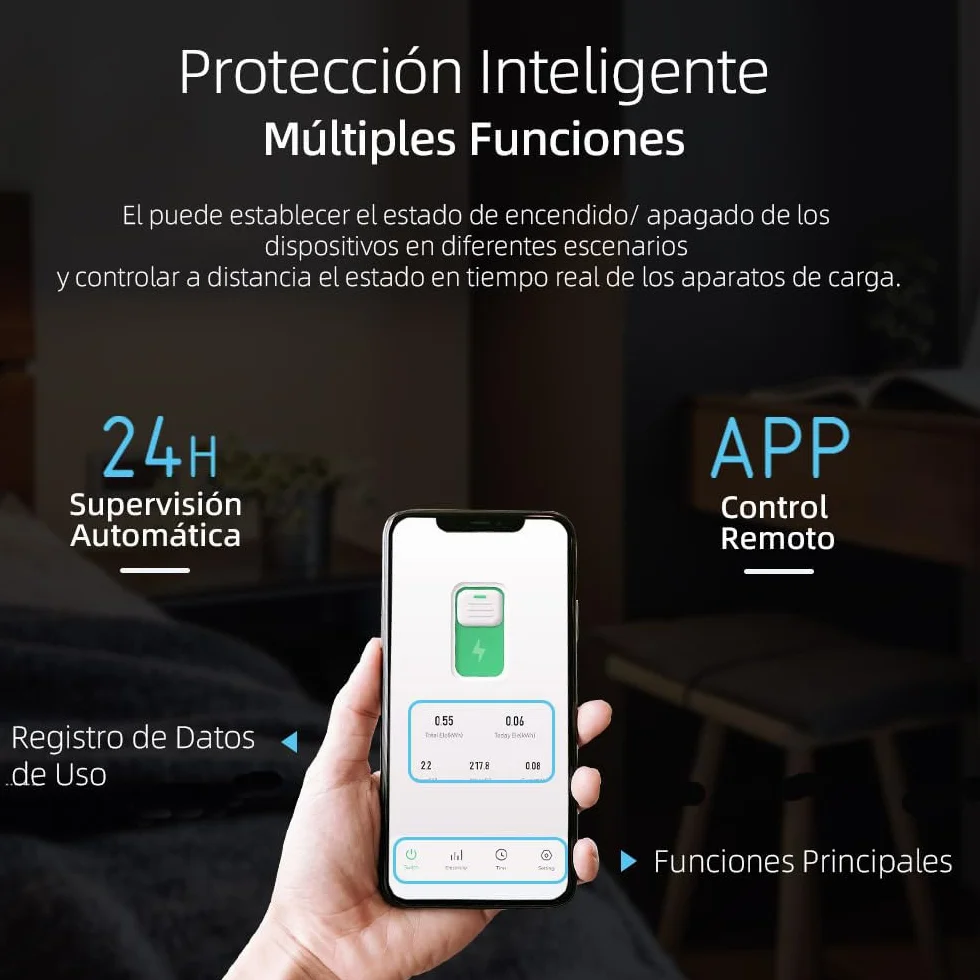 Interruptor Medidor Energia - WIFI Inteligente Interruptor - Control Remoto de Teléfono Móvil Inalámbrico y Función de 3 Modos de Sincronización- Compatible con Alexa, Google Home, TUYA App - 63A