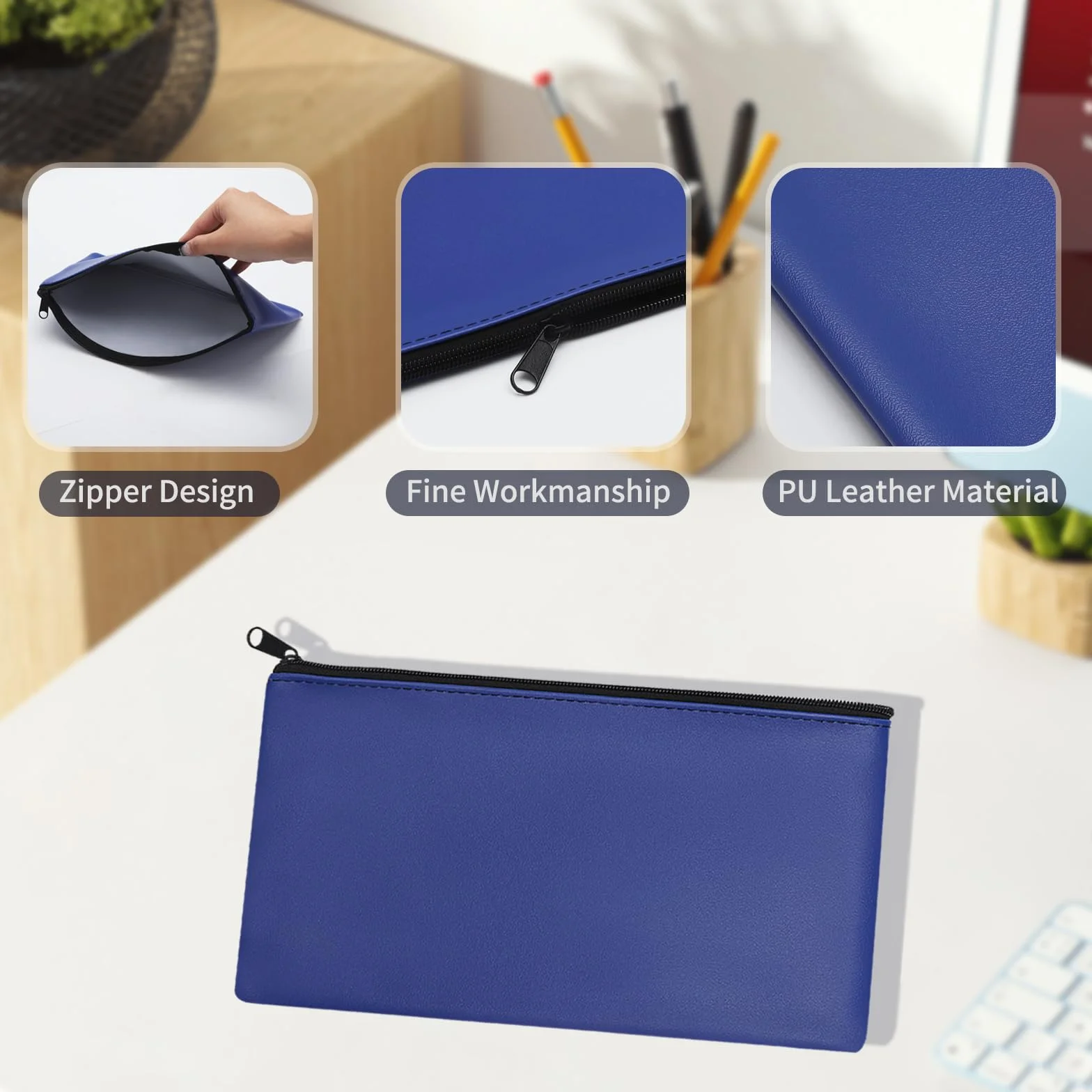Bolsas Dinero Impermeables PU con Cremallera A5 Set de 4 - Organizador para Dinero Tarjetas Documentos