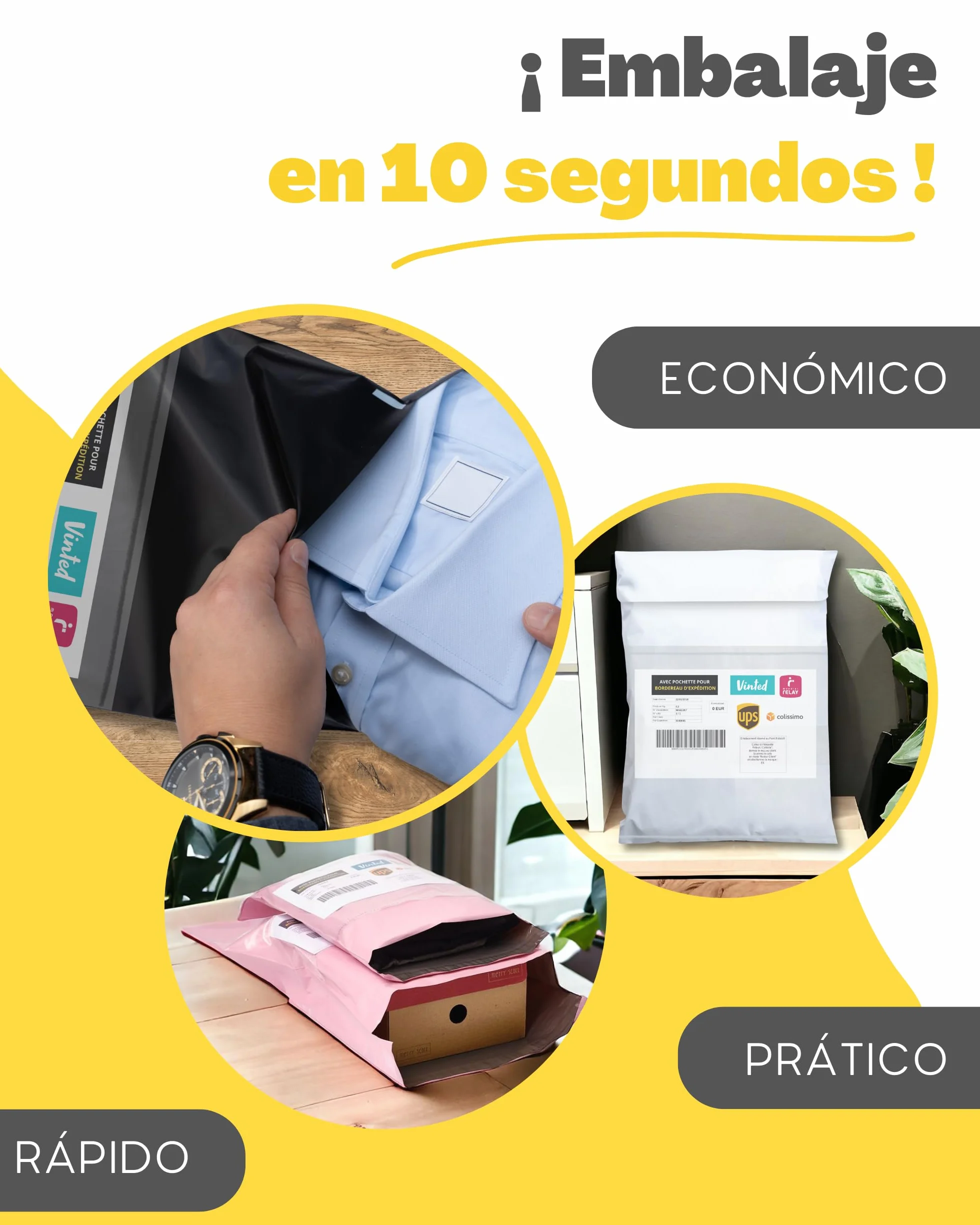 Bolsas para Envíos Vinted 30 uds - 3 Tamaños S/M/L - Opaco Resistente Impermeable - Sobres Plástico