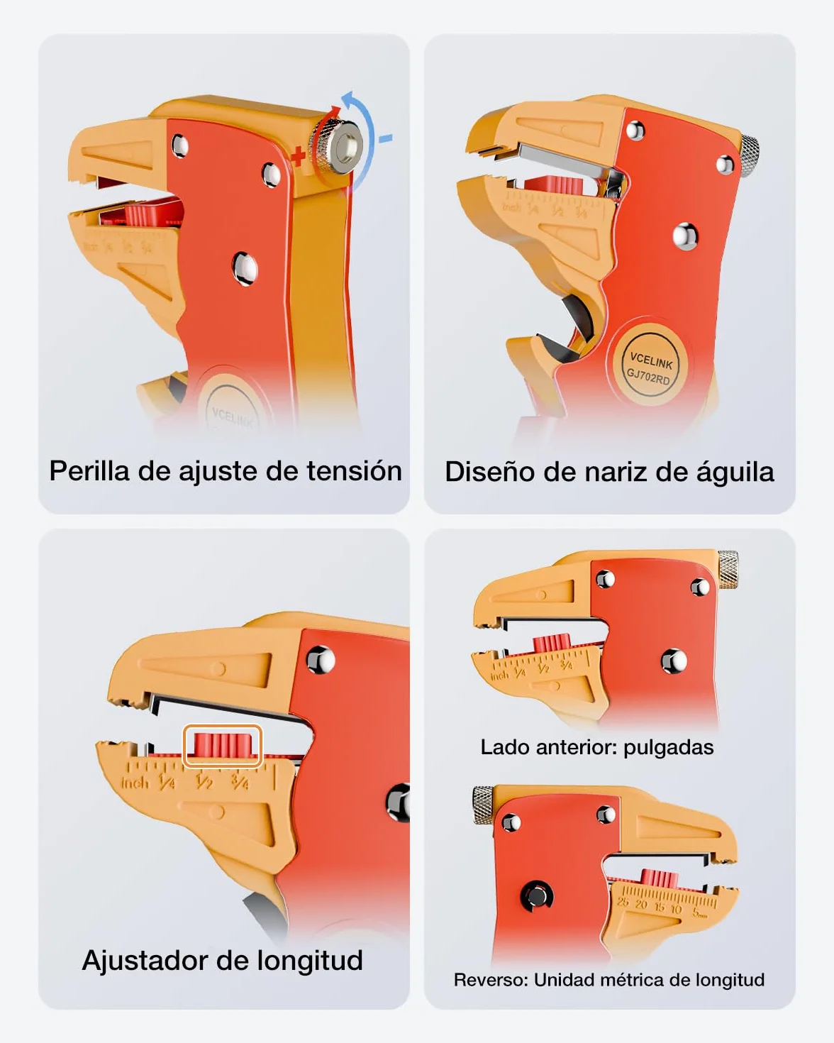 VCELINK Pelacables Automático, 2-en-1 Pelacables Multifuncional de Ajuste Desmontaje del Alambre 0,2-6mm² para Pelar y Cortar Cables