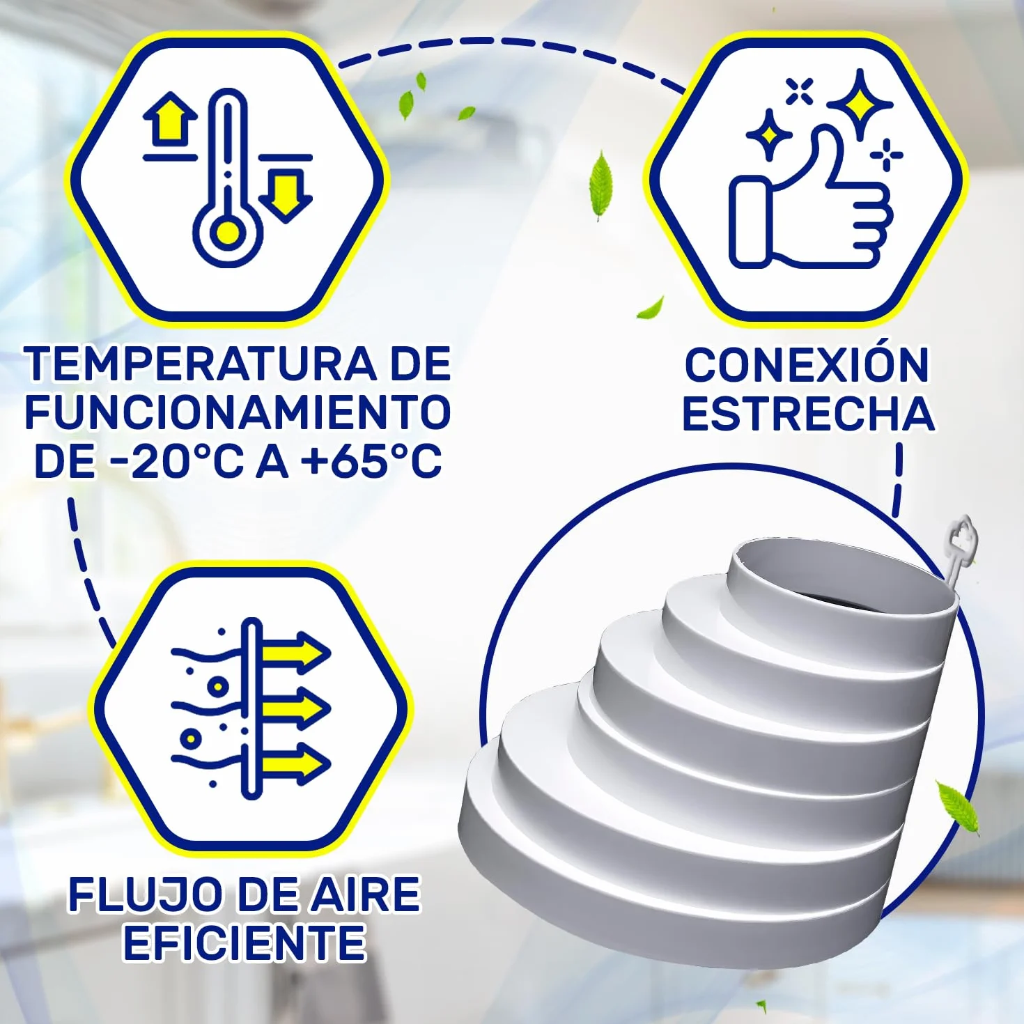 Manguito Reductor Tubo Campana Extractora Excéntrico para Tubo Redondo Ø 80-160 mm Temperatura de Trabajo 60°C - Garantía de 10 Años - MONTERAL