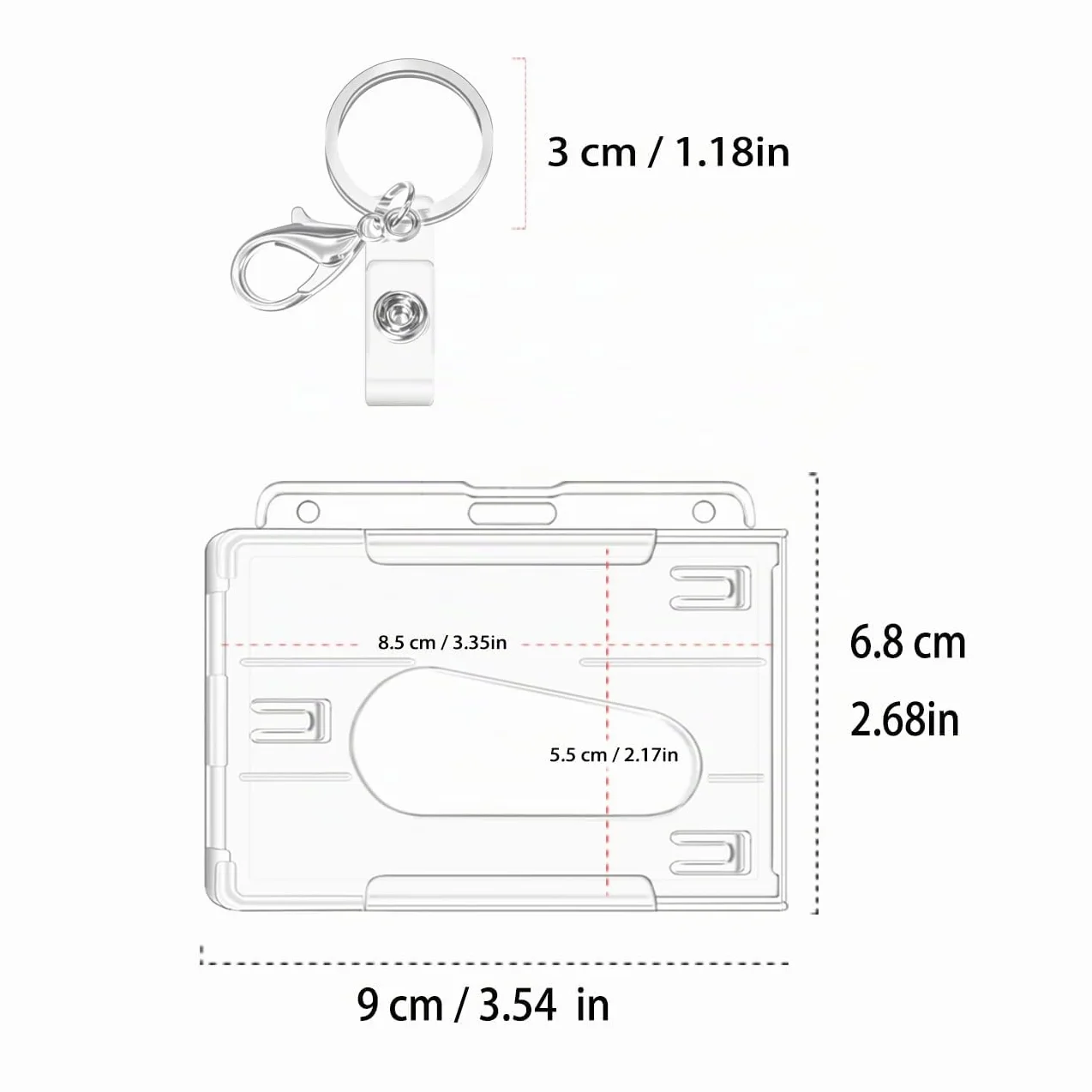 Portatarjetas de Identificación Juego de 2 Funda de Plástico Resistente Horizontal
