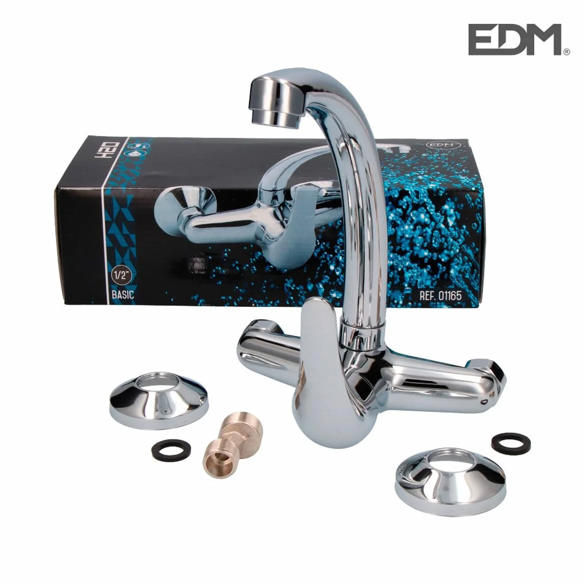 EDM Monomando fregadera caño Tubo Pared Serie h2o