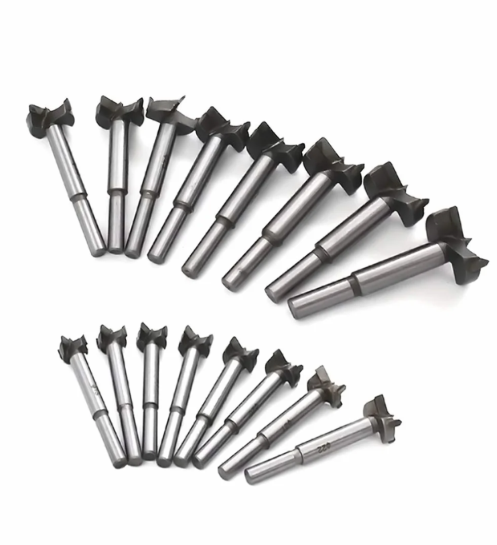 Mengshen Brocas Forstner 15-35mm 16PCS, Carbón Acero al Tungsteno Titanium Recubierto Sierra para Taladrar Madera HSS Punching Bit Losas de Madera Conjuntos de Perforación de Carburo Cementado