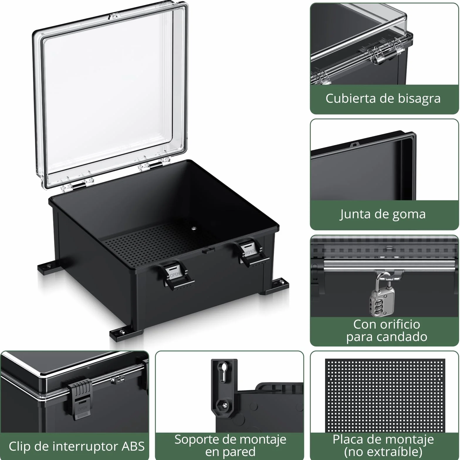 EYPINS Caja Estanca Exterior Electrica Impermeable IP67, Cuadro Eléctrico Superficie con Carcasa ABS, Cajas de Empalmes 30 * 30 * 17cm, Transparente