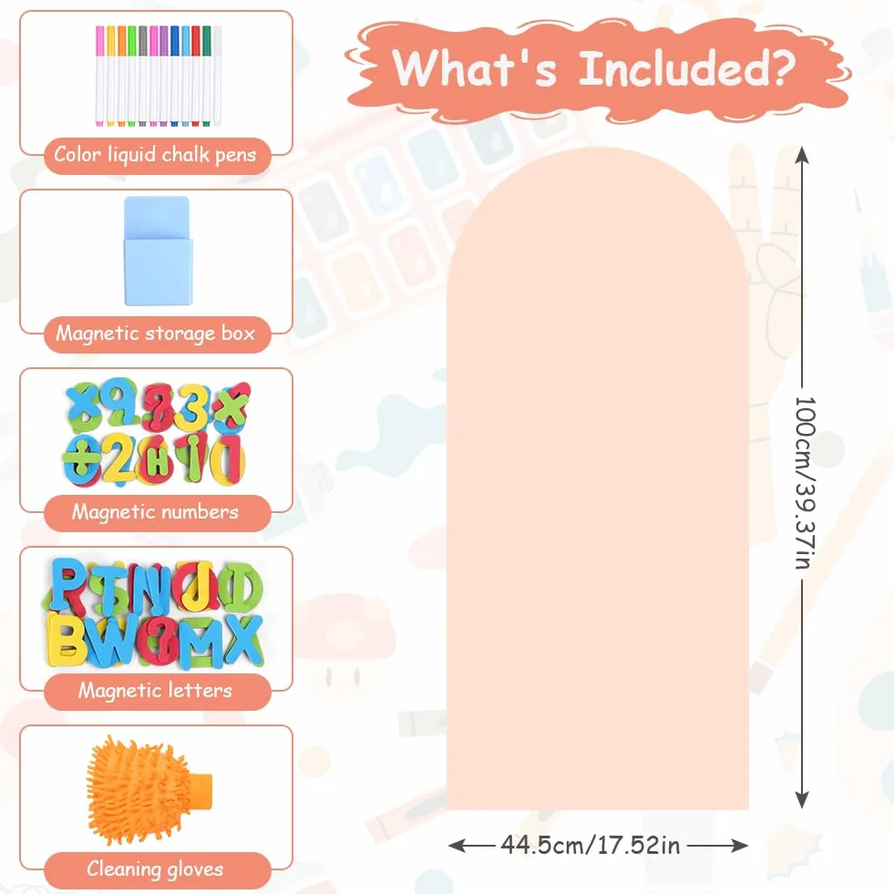 Pizarra Magnetica Infantil 44,5x100cm Papel Adhesivo Pared Tablero Autoadhesivo Recortable con Rotuladores Magnéticos