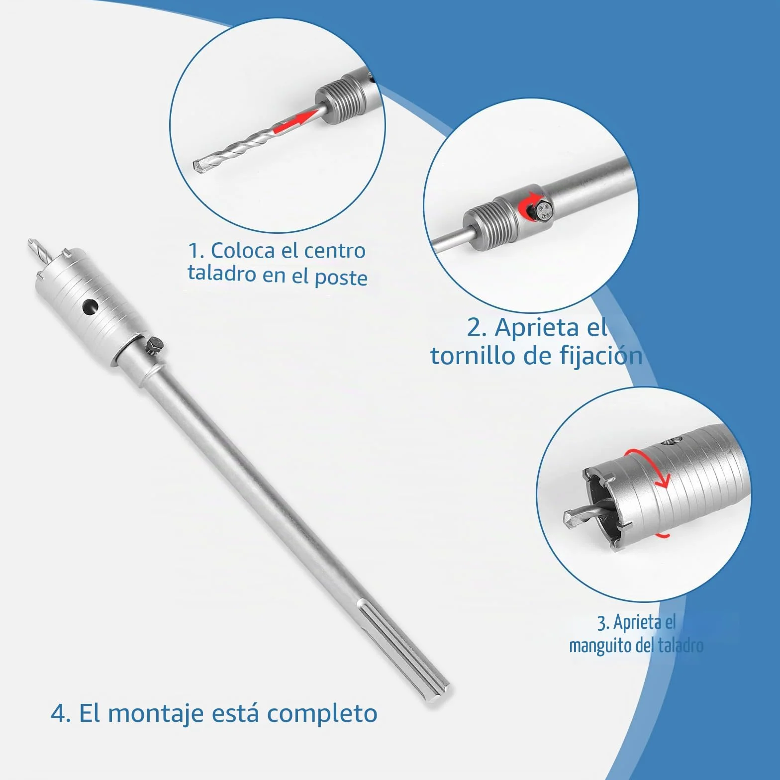 EXLECO 16 pcs Sierra Corona Set Broca para Muro de Hormigón Taladro Hueco Broca Sierra, 7 corona hormigon 30 40 50 65 80 100 110mm mit 100/300mm SDS Plus & SDS Max 6 Taladro Centrado, Brocas Hormigón
