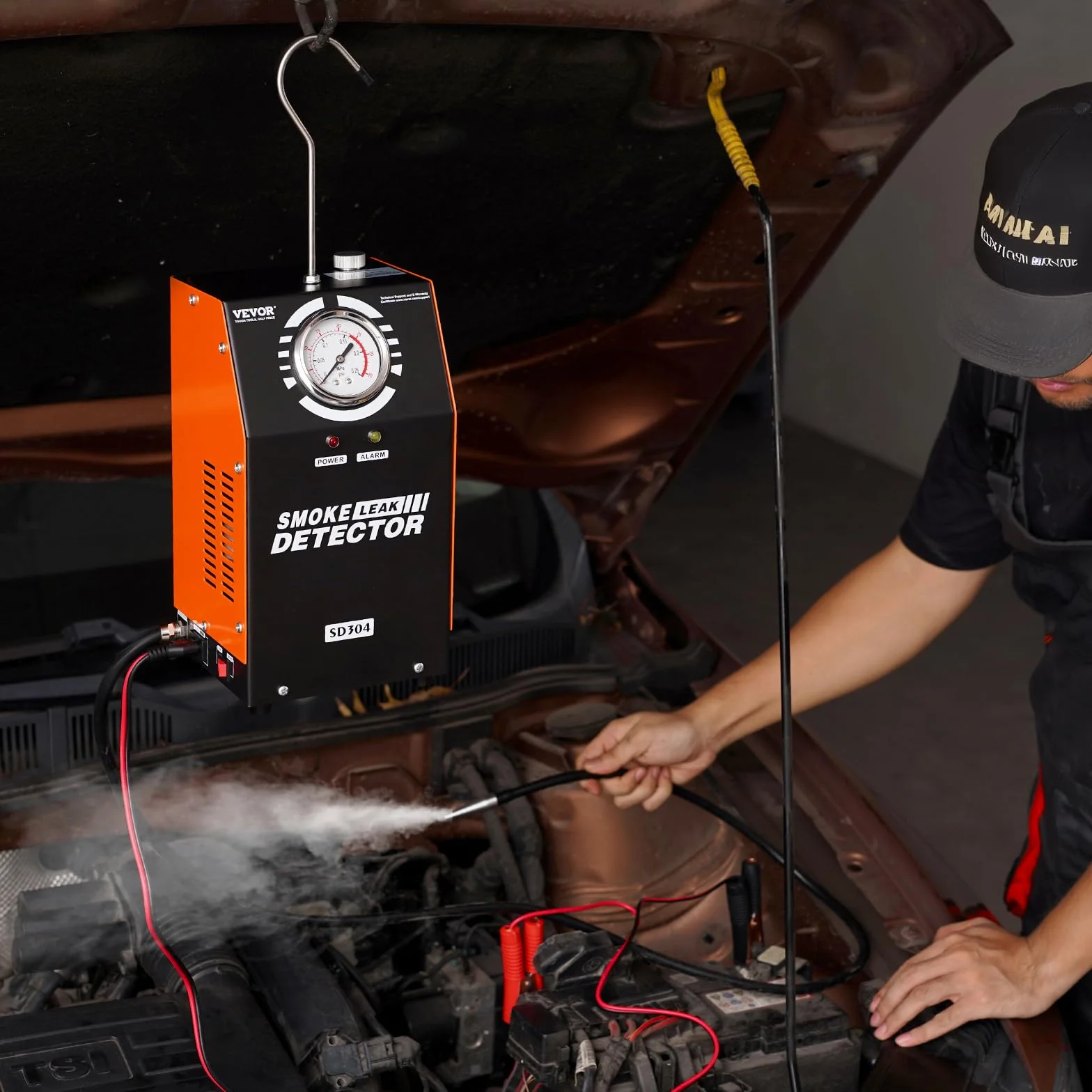 VEVOR Máquina Detectora de Fugas de Humo 8 L/min, Modo Aire, Detector Automóvil -20°C a 75°C 154x173x290 mm 19-23 PSI