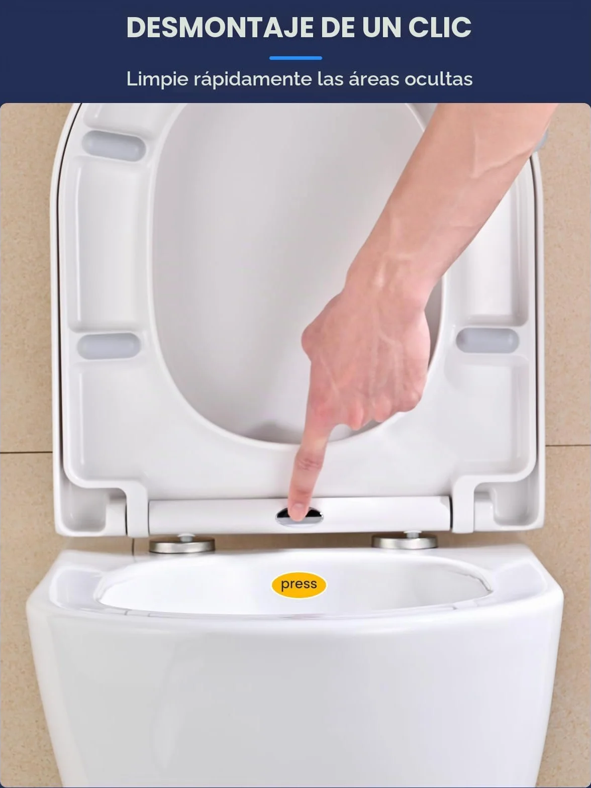 Tapa WC Universal, YEAUPE PRO Asiento de Inodoro de Cierre Suave en Forma de D con Liberación Rápida para una Fácil Limpieza, Blanco, 43 x 36 CM