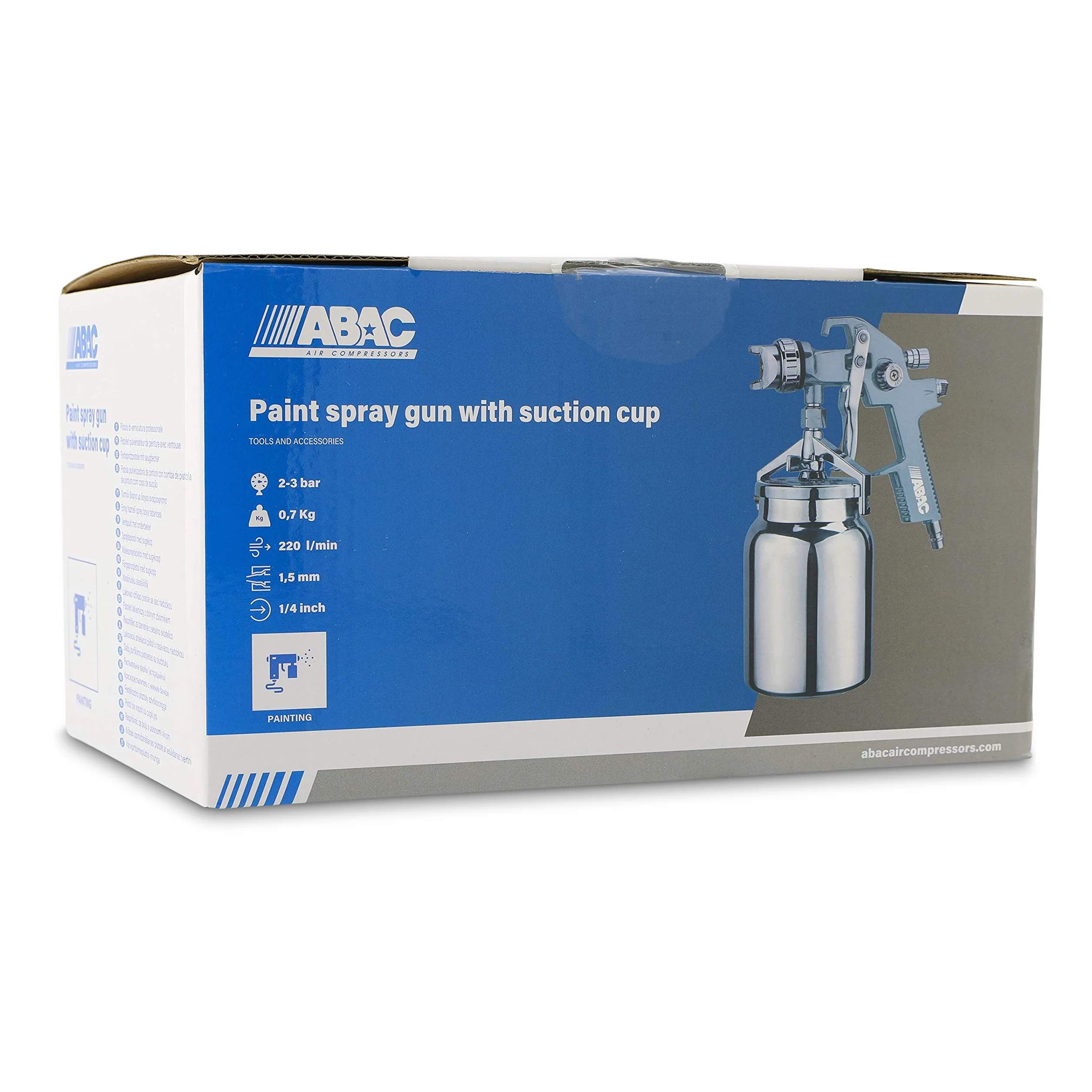 ABAC Pistola Pulverizadora de Pintura G-551A - Recipiente de Pintura de Aluminio de 1 L - Boquilla de 1,5 mm