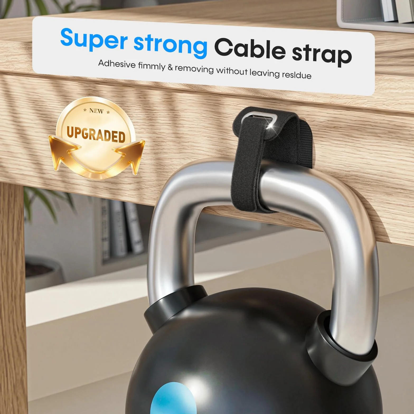 Organizador Cables Escritorio, Soporte Cables Grandes Haces con Cierre Hermético, 8 Pares