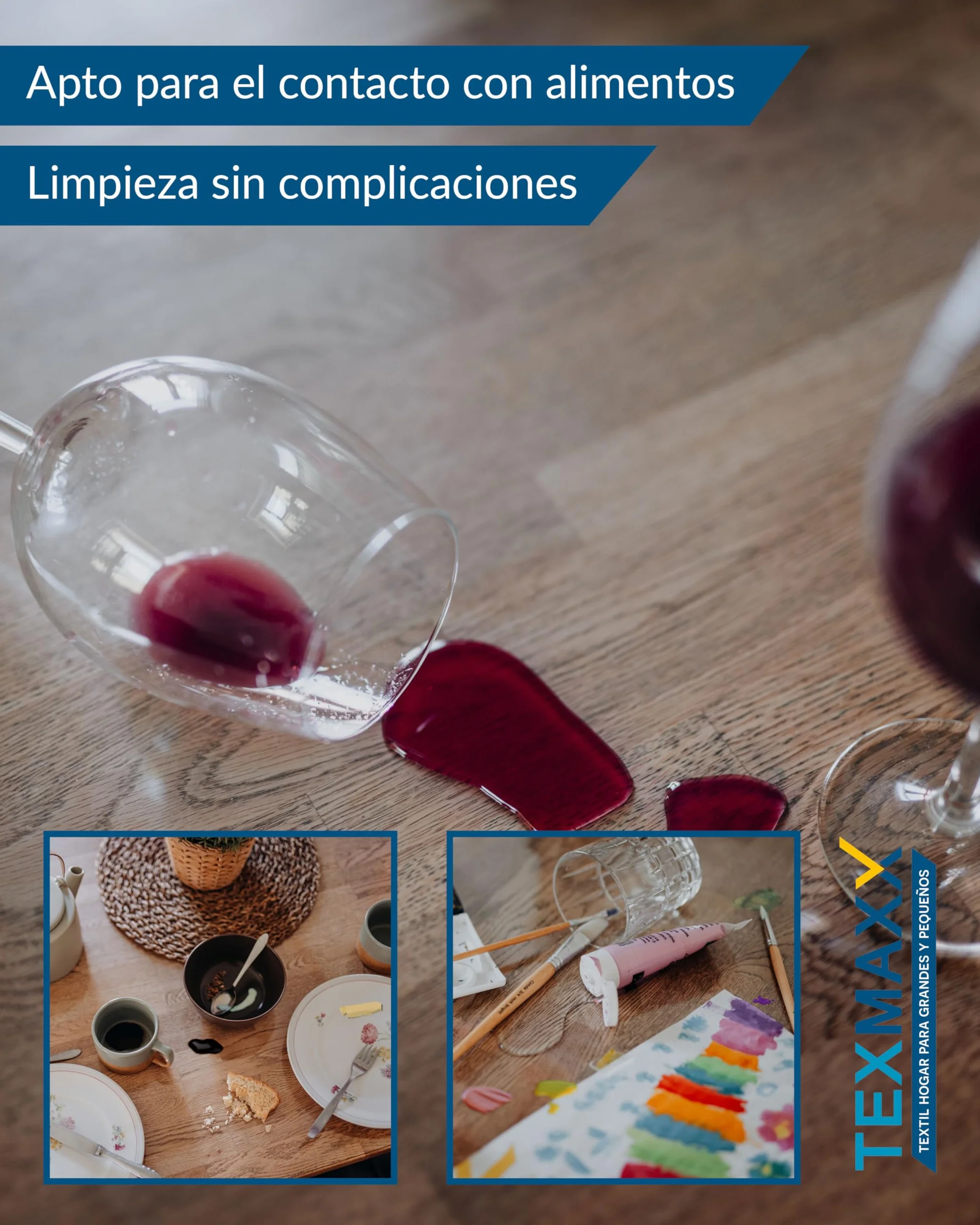 TEXMAXX Protector de Mesa Transparente 2 mm Bordes Biselados Cubierta PVC 90x140 cm