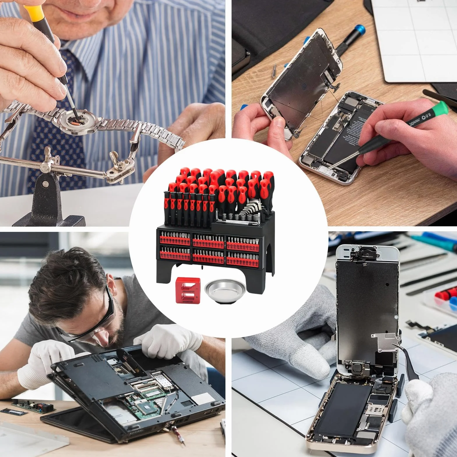 Juego De Destornilladores Punta Magnética Para Reparación Electrónica Y | Juego de Destornilladores para Reparación con Estuche para Relojes Gafas Electrodomésticos Reparación de
