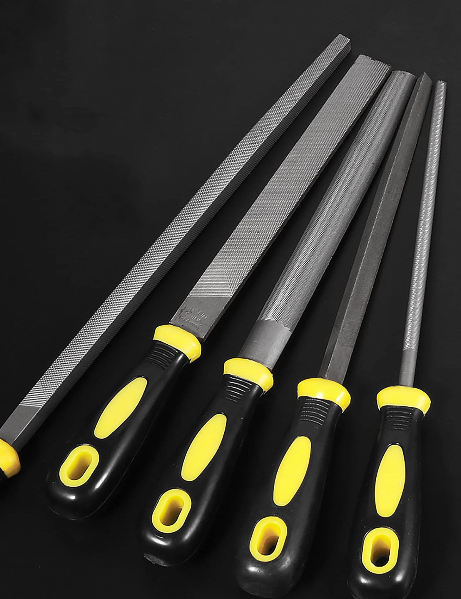 Juegos de herramientas manuales, juego de limas, escofina for madera, acero al carbono, juego de limas de metal de 5 piezas con lima plana, cuadrada, triangular, redonda y semirredonda(Size:310mm)