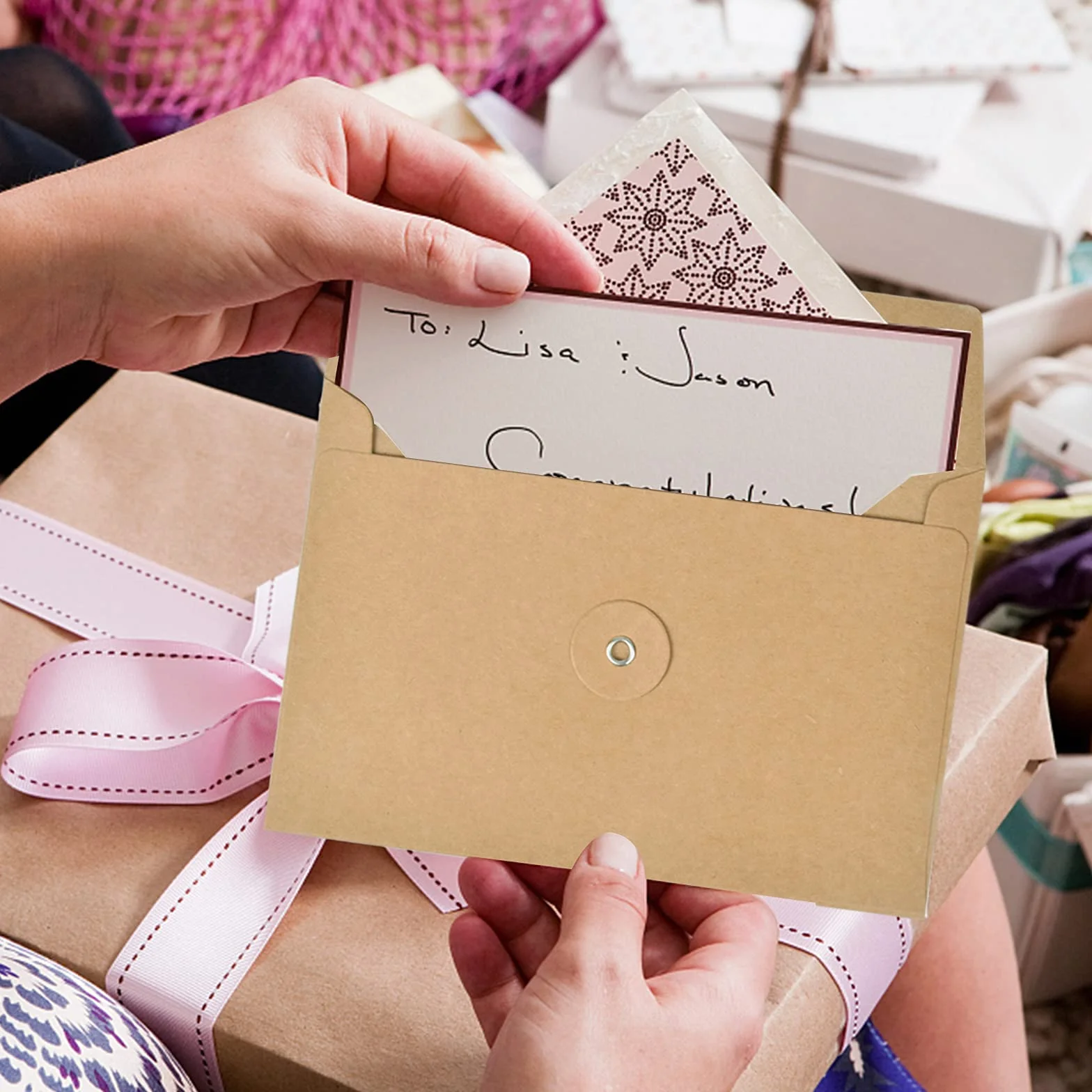 10 Sobres Kraft Billetes de Recibo Carpeta de Archivos, Organizador de Documentos de Bolsillo para Proyectos Soporte de Almacenamiento con Cierre de Corbata, Bolsa Reutilizable para Folleto de Oficina