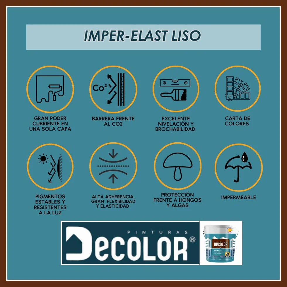 PINTURAS DECOLOR Revestimiento Impermeabilizante Elástico. IMPER-ELAST GRIS OSCURO. 4 LT