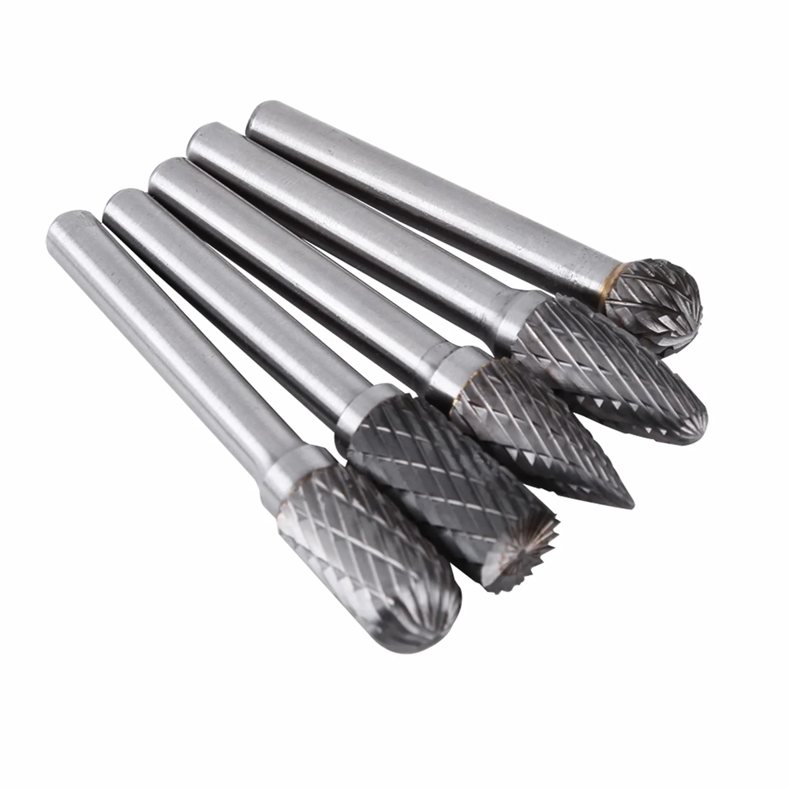 Fresas Rotativas Piezas Mecánicas de Acero de Tungsteno Cortador Rotativo 5 Piezas Procesamiento de Chaflán Procesamiento de Ranuras para Tallado de Moldes Talla Artesanal No
