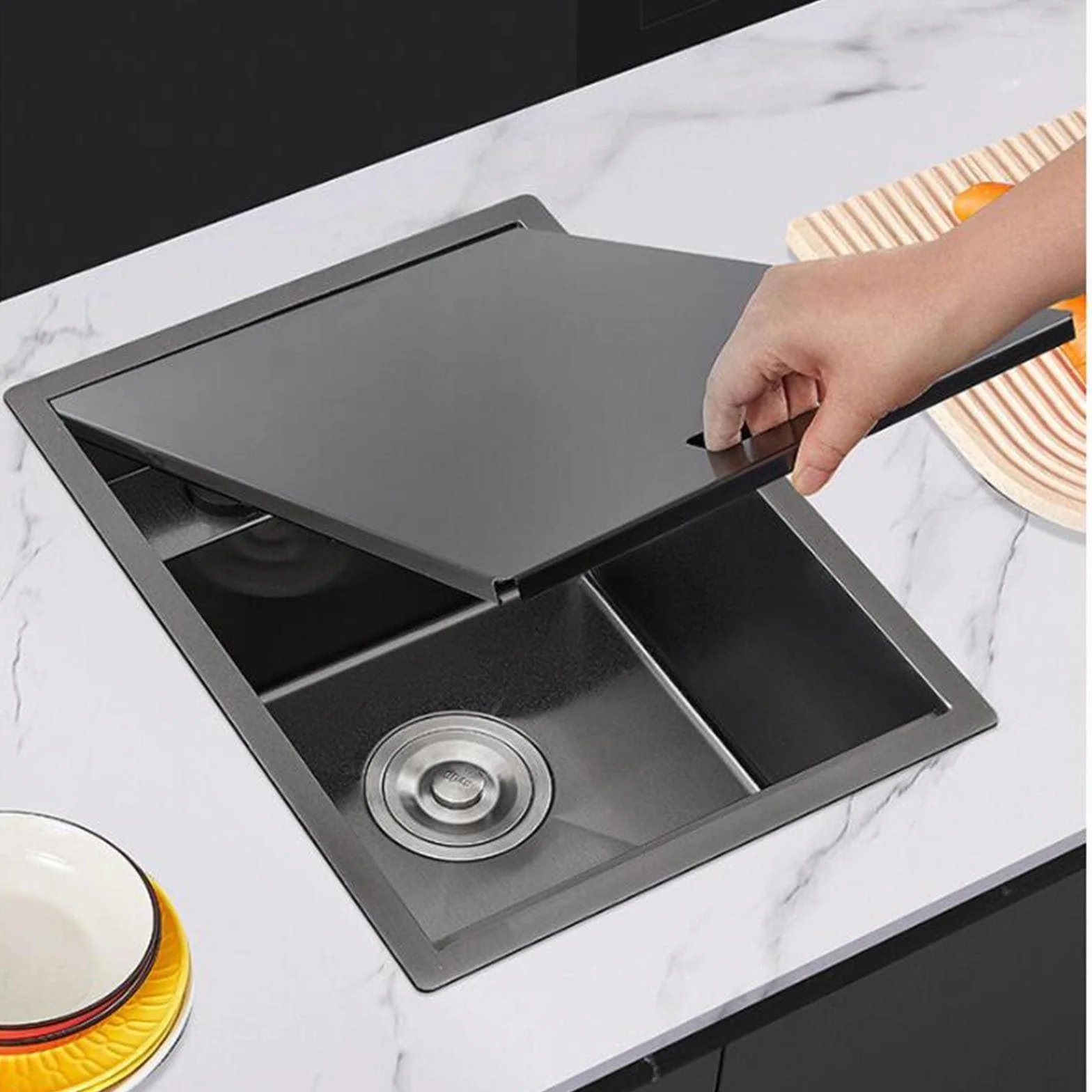 Bricolaje Fregadero Oculto Para Cocina Con Barra RV Fregadero Pequeño Acero Inoxidable Con Tapa Grifo Elevable Sifón Lavabo Lavar Las Manos Y Las Verduras Al Aire Libre Tipo Estudio Balcón herramienta