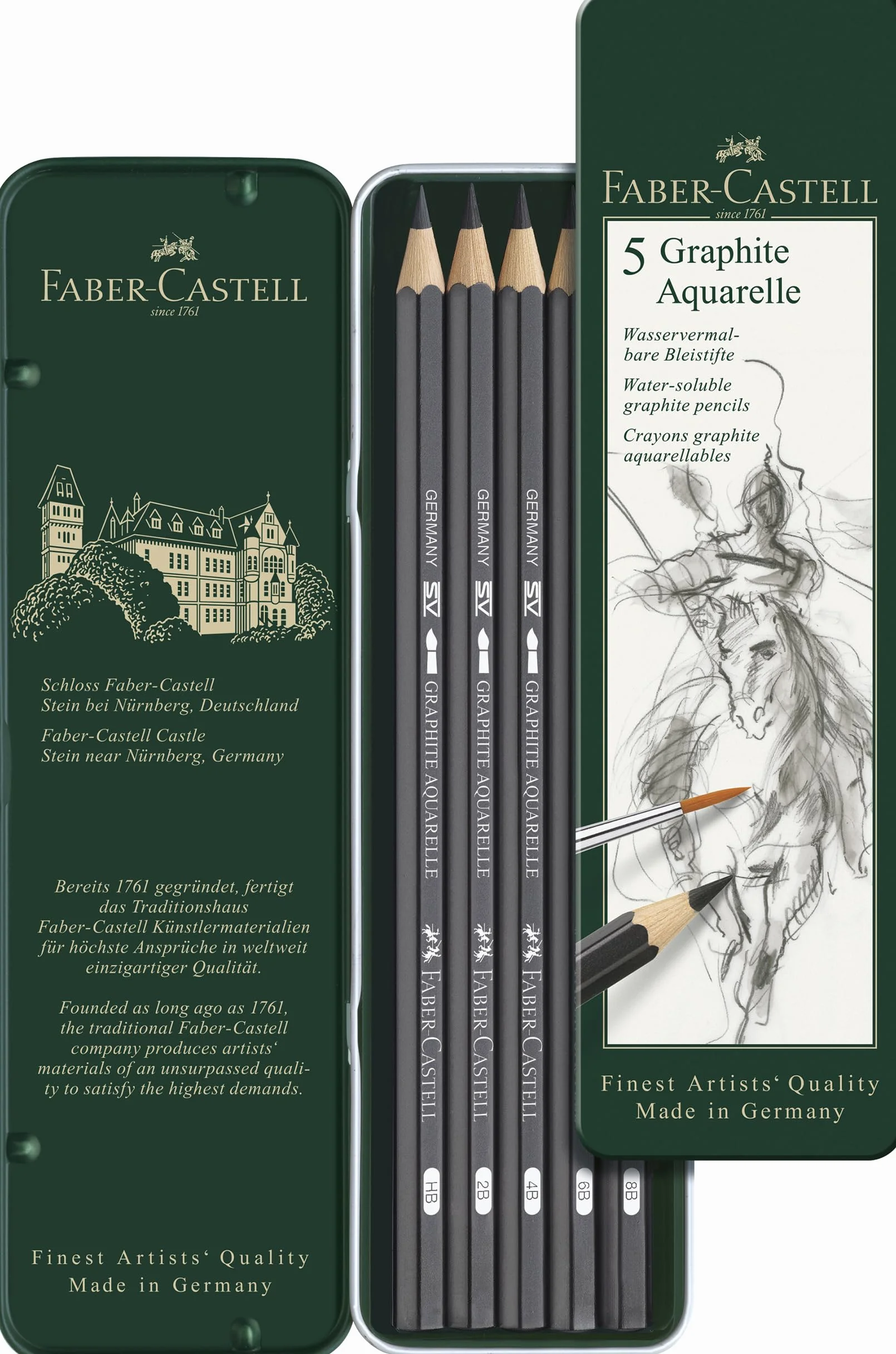 FABER-CASTELL Set de lápices Graphite Aquarell 5 unidades HB 2B 4B 6B 8B