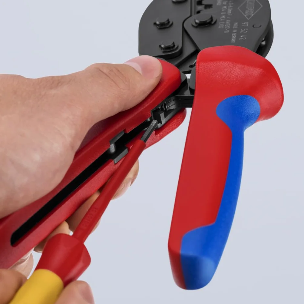 KNIPEX PreciForce Alicate para crimpar terminales para conectores MC4/MC4 EVO 2 con mangos multicomponente 220 mm, 97 52 42