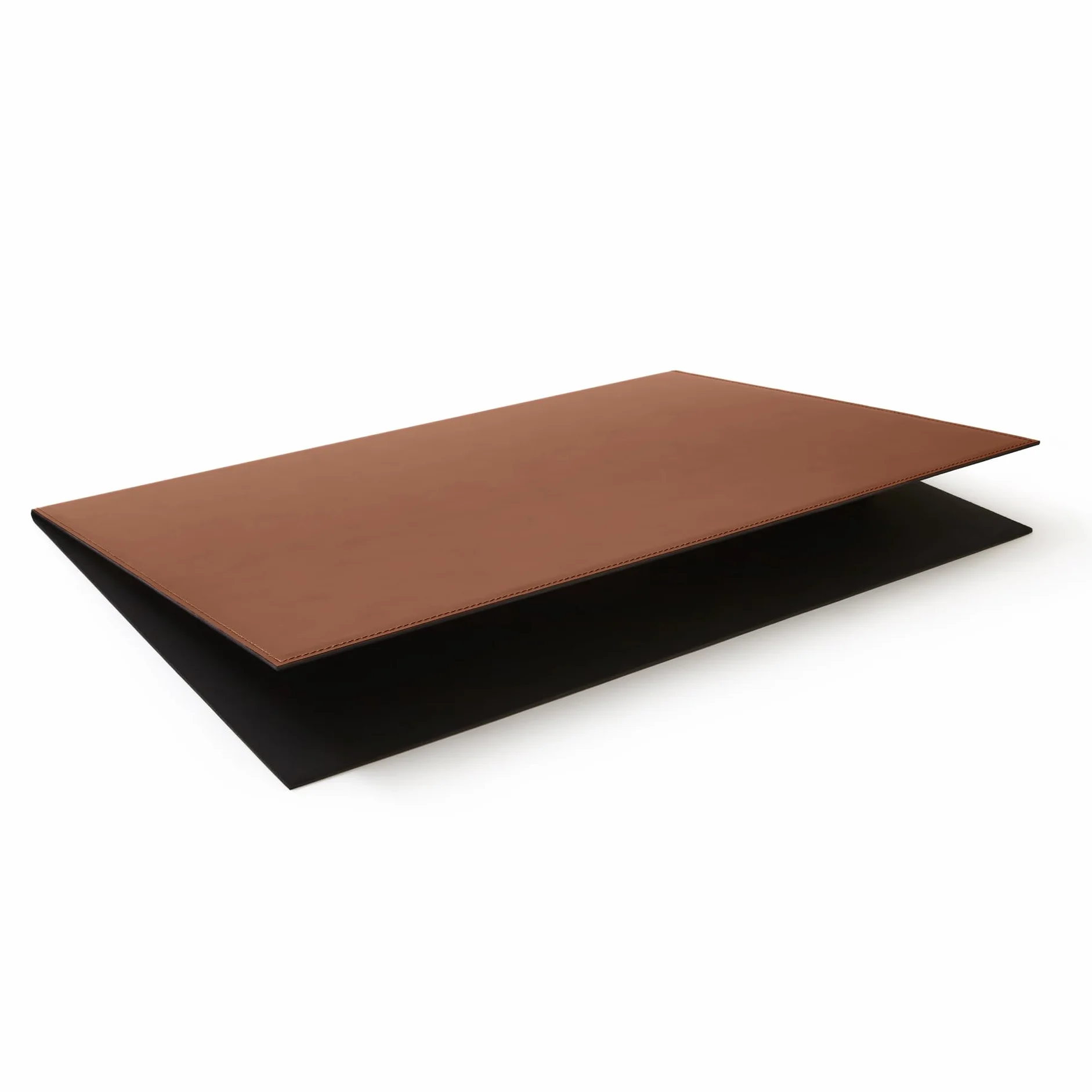Eglooh - Gemini - Protector Mesa Escritorio Plegable en Cuero Marrón Naranja cm 65x45 - Estructura Interna en Aluminio, Parte Interior en Suave Tejido Negro, Costuras Artesanal - Made in Italy