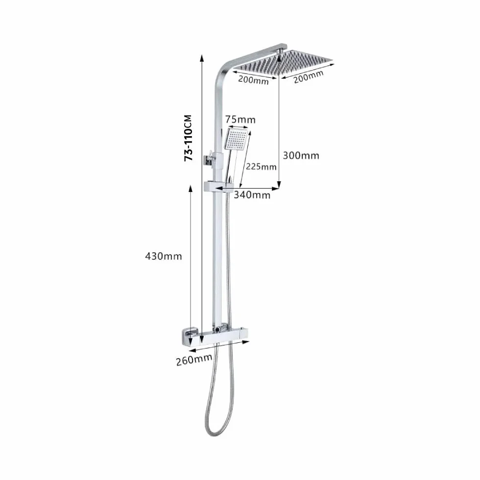 Columna de Ducha Termostática STANEW, Conjunto de Ducha, Cuarto de Baño, Columna de Ducha, Termostato con Mezclador Ajustable en Altura, Sistema de Ducha (Plata)