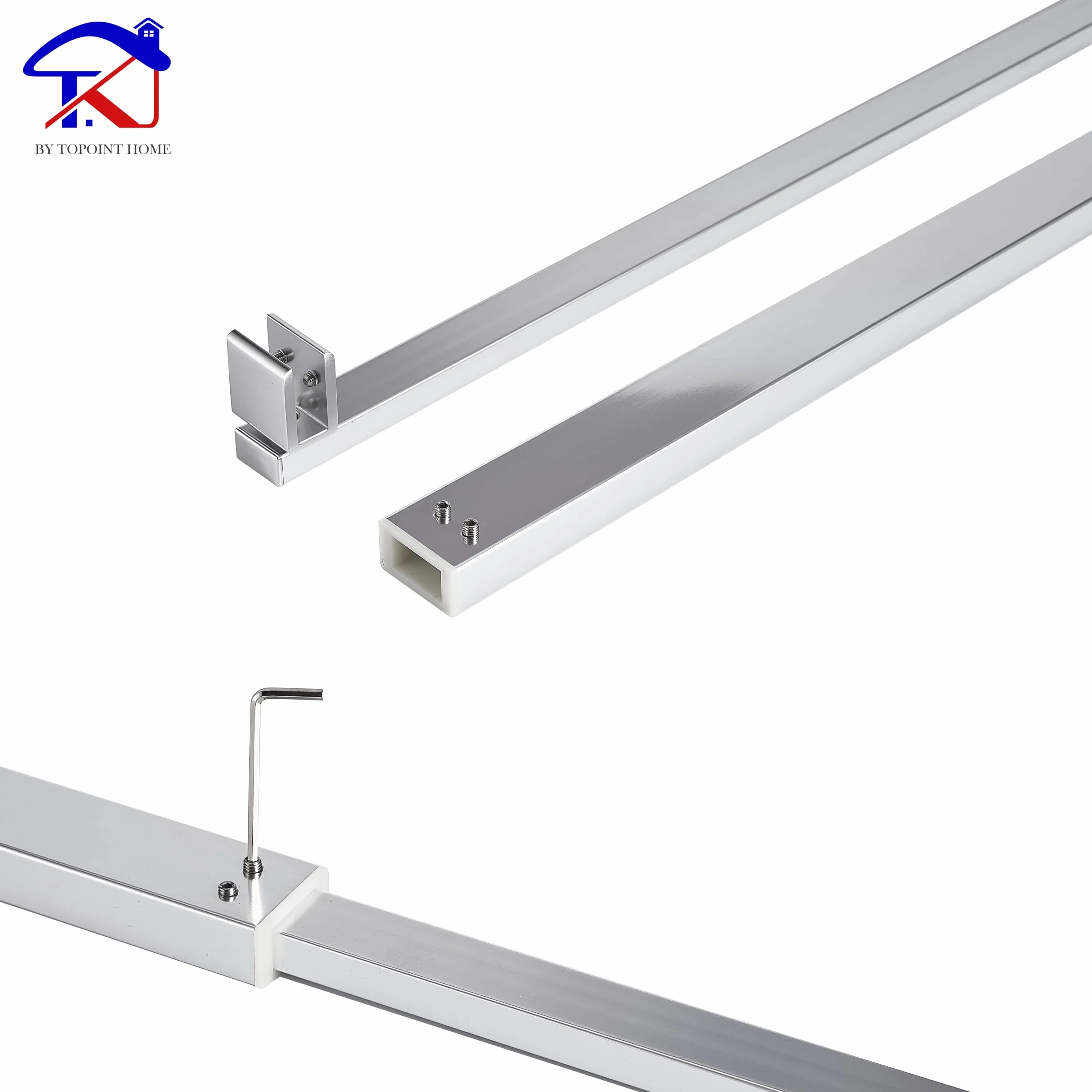 T&K Barra de soporte para mampara de ducha cromado barra telescópica longitud ajustable de 700mm-1300mm, apta para mamparas de ducha y paneles de baño, compatible con vidrio de 6-10mm