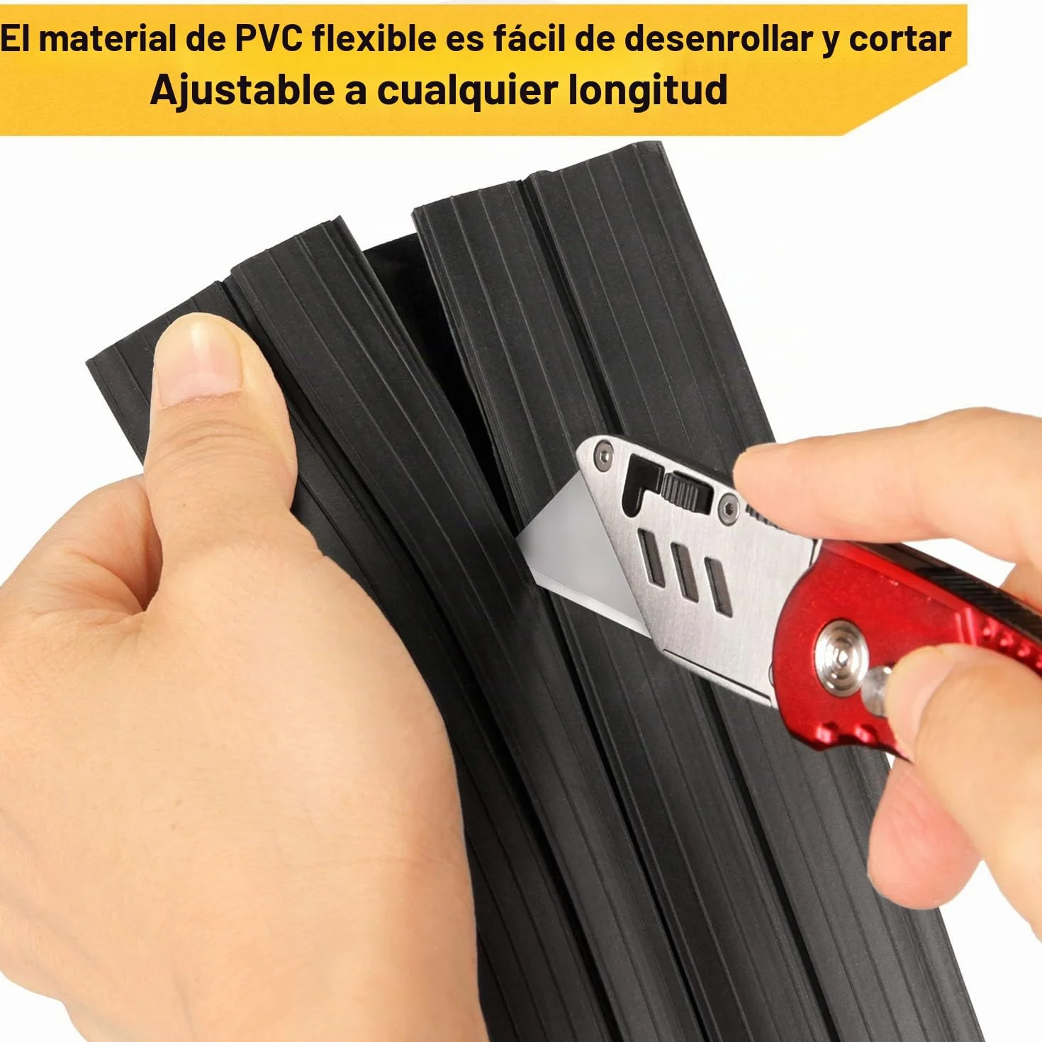 AGPTEK 2.3M Canaleta Pasacables de Suelo, Protector de Cables para Suelo, Ideal para el Hogar, la Oficina, Lugar de Trabajo, Almacén, Conciertos - Color Negro y Amarillo