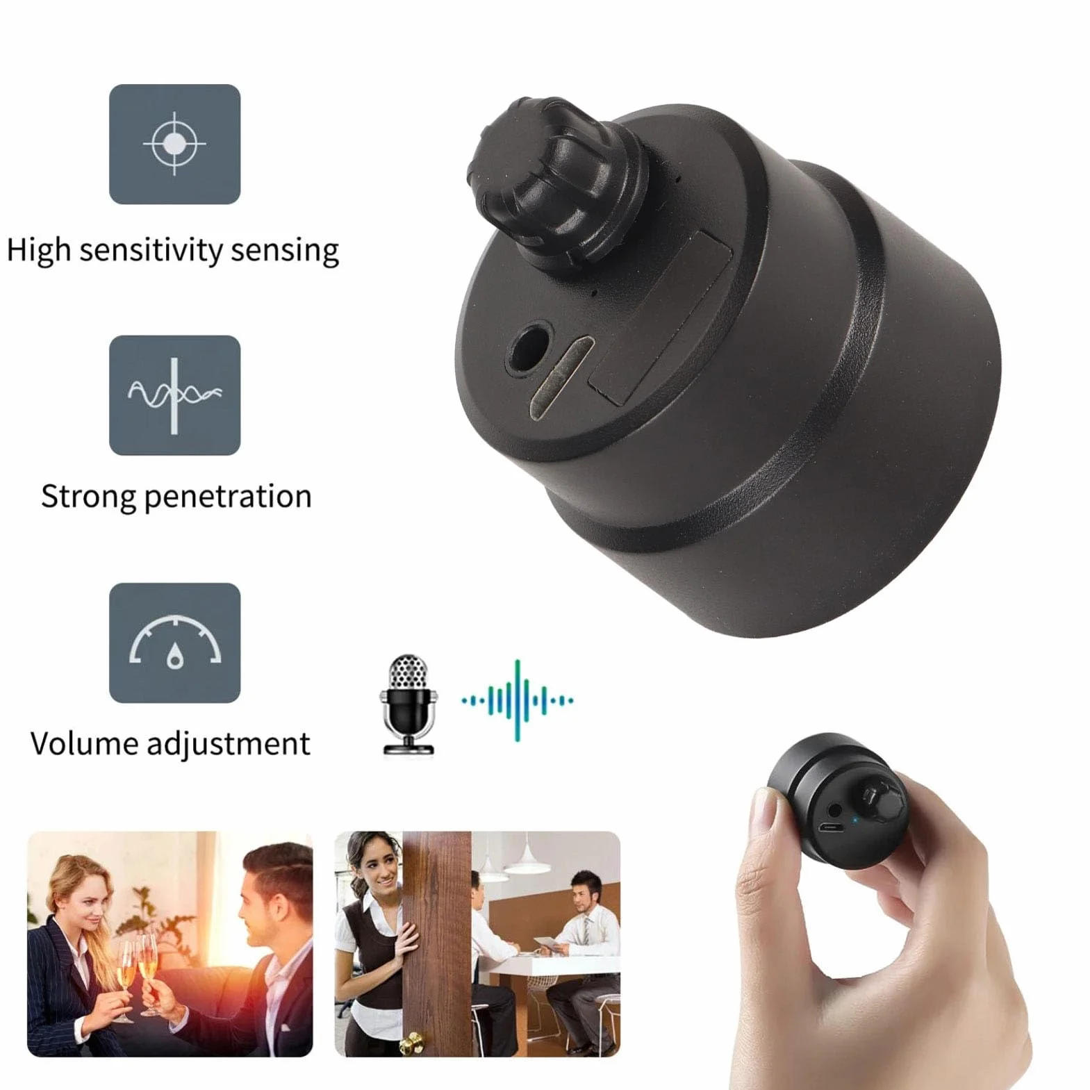 Detector de Fugas de Agua, Amplificador de Sonido de Detección de Fugas de Tuberías de Agua Subterránea de Alta Sensibilidad para Paredes de Madera de Acero de Hormigón, Monitor