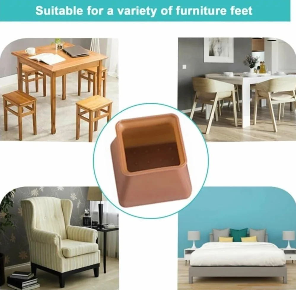 Tapas para patas de escritorio, fundas para pies de sofá, 16 protectores de silicona for patas de silla con fieltro antideslizante, for suelos de madera.