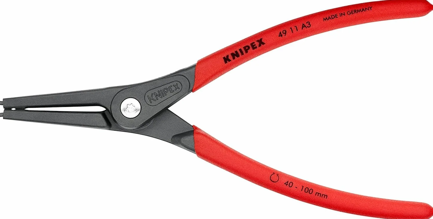KNIPEX Alicate de precisión para arandelas para arandelas exteriores de ejes Mangos plasticos por inmersión, 49 11 A3