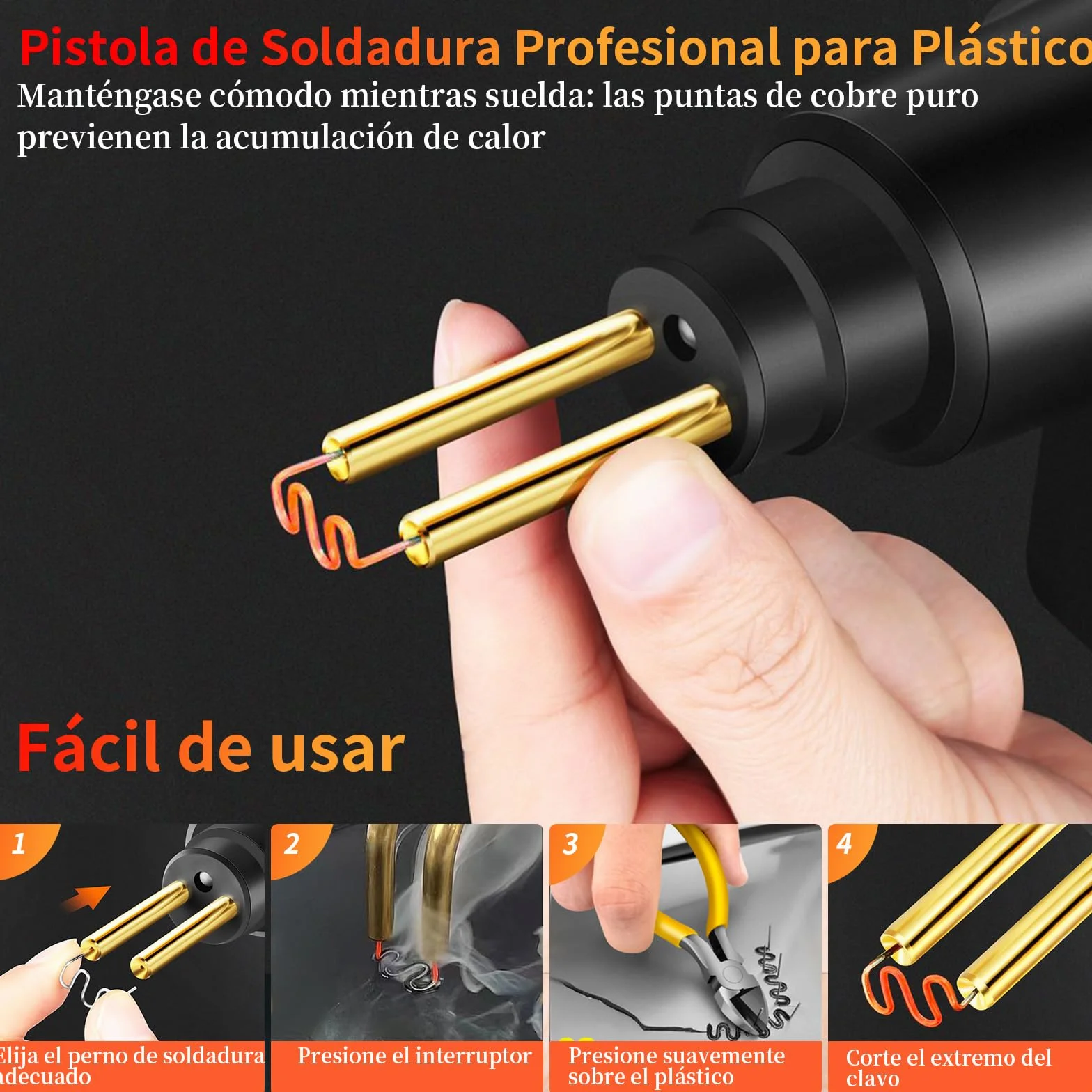 Soldador de Plástico con 800pcs Grapas, 70W Pistola Soldar Plastico pour Réparer lesPare-chocs de Voiture et d'Autres Pièces en Plastique, plano/esquina exterior/esquina