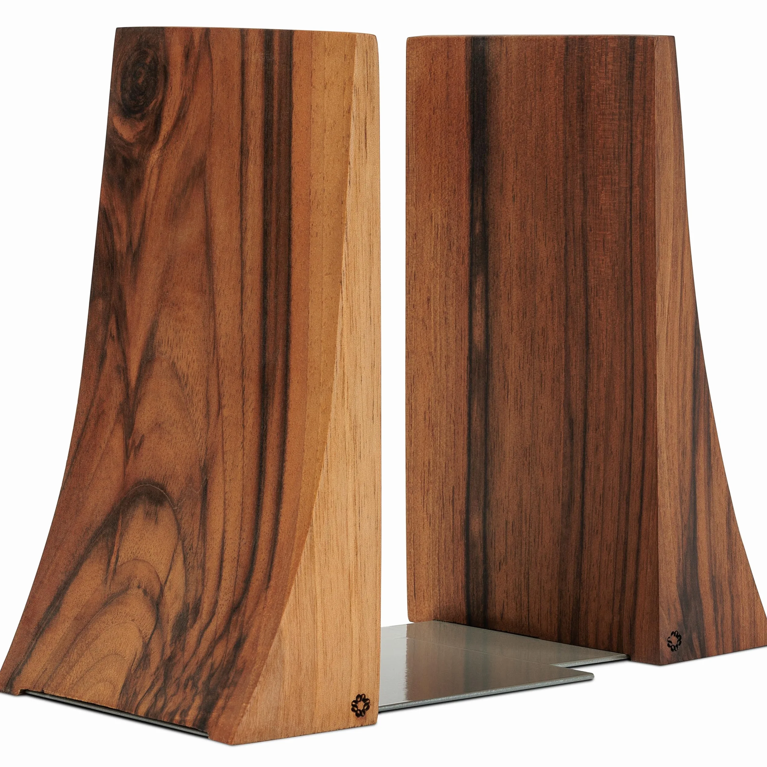 Tilisma Sujetalibros de madera – Sujetalibros hechos a mano de nogal, sujetalibros resistentes con base de metal, accesorios decorativos modernos y elegantes