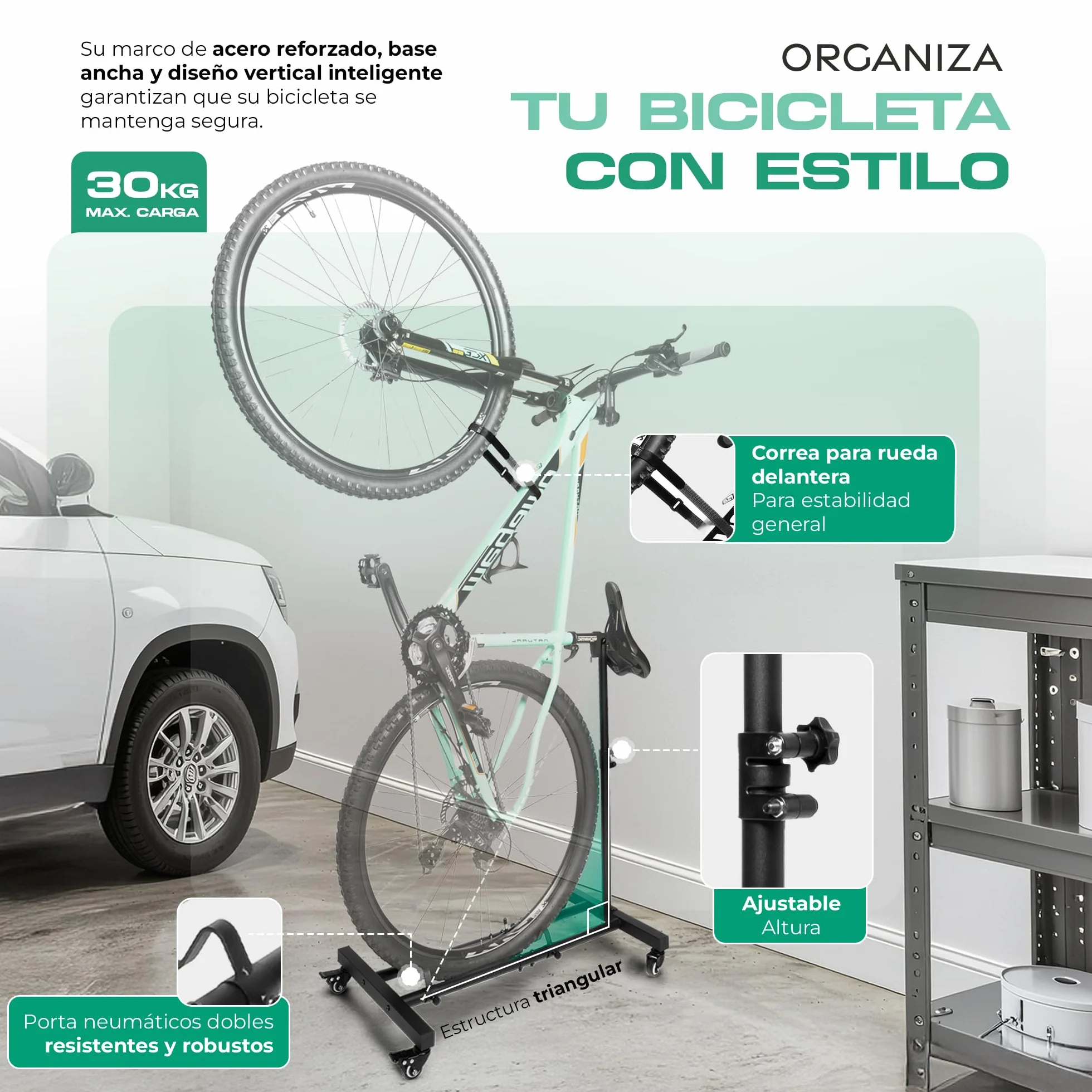 Genérico CHIROS Soporte Bicicletas Suelo Vertical Aparca Bicis de Suelo Casa Garaje