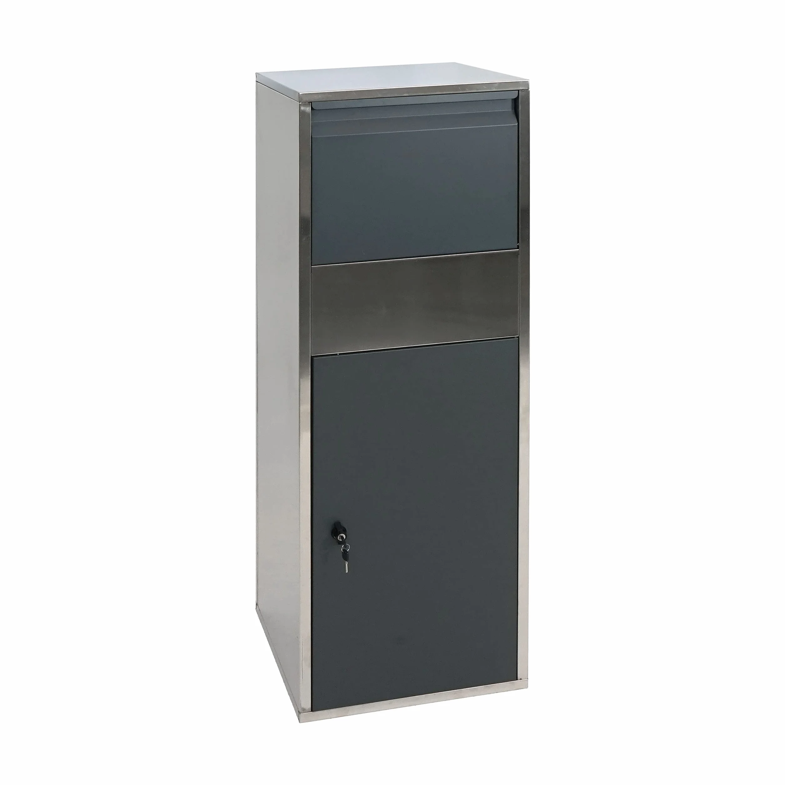 HWC-G80 - Buzón para paquetes (tamaño XL, acero inoxidable), color gris